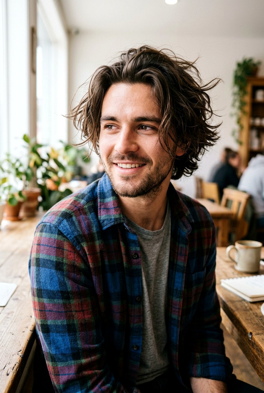 Messy Middle Part Haircut - 20 middle part curtain haircut men - 20 middle part curtain haircut men