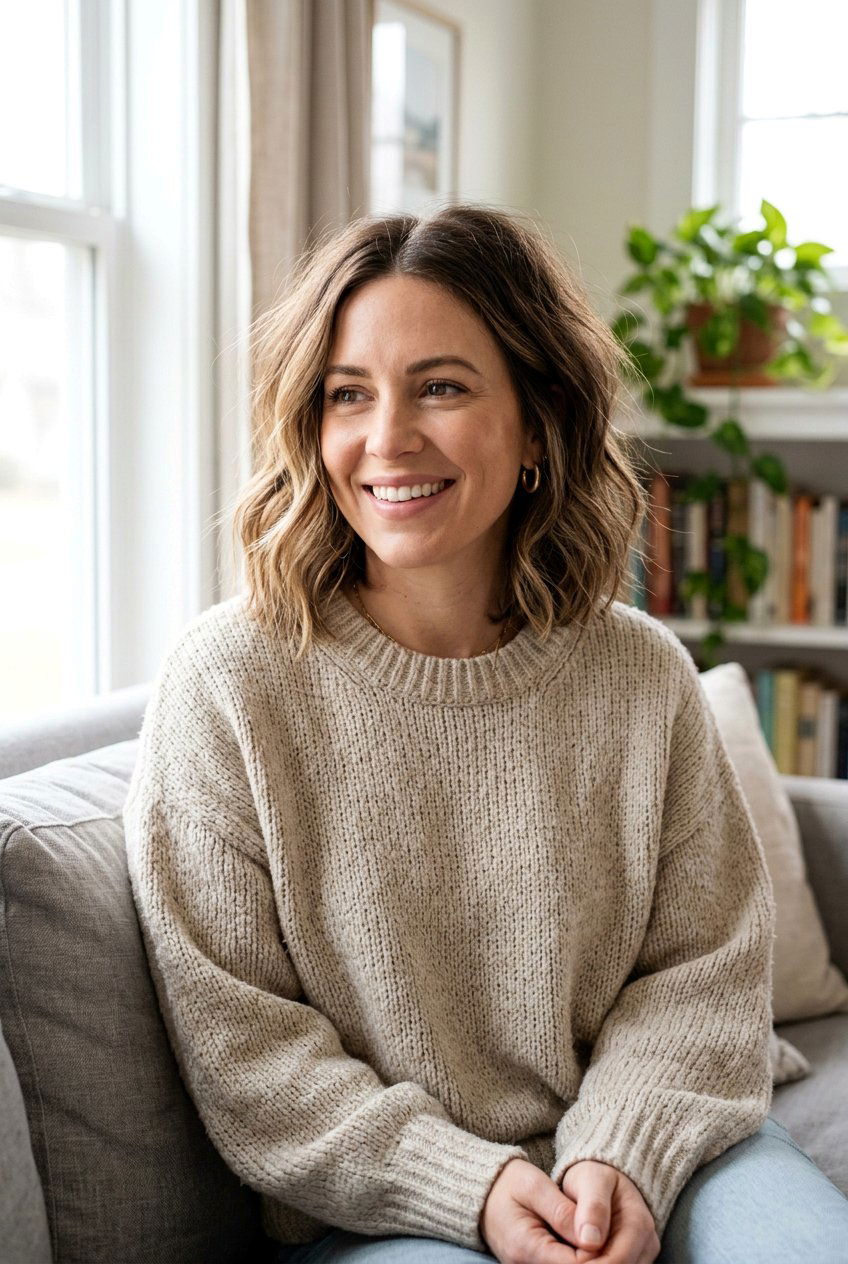 Messy Mom Bob With Middle Part - 20 mom bob haircut with middle part - 20 mom bob haircut with middle part