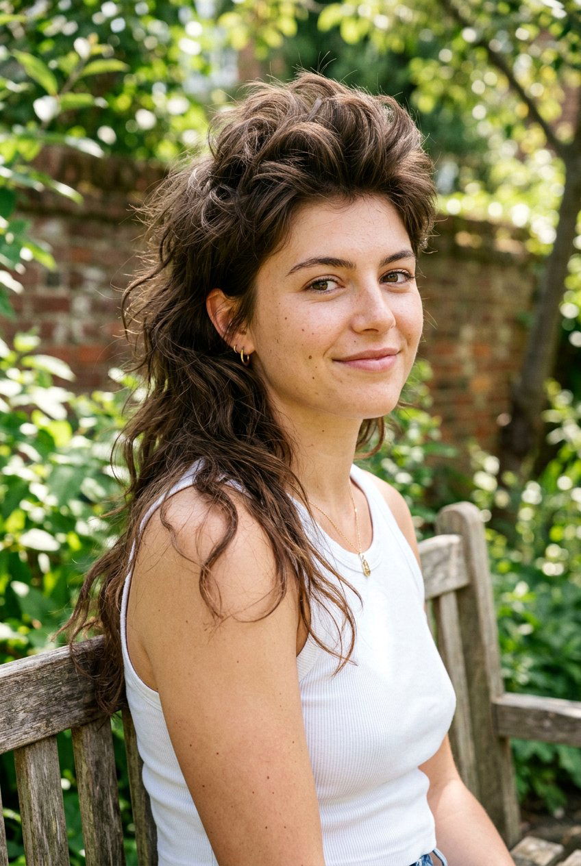 Messy Mullet With Volume At The Crown - 20 mullet haircut for thick hair women - 20 mullet haircut for thick hair women