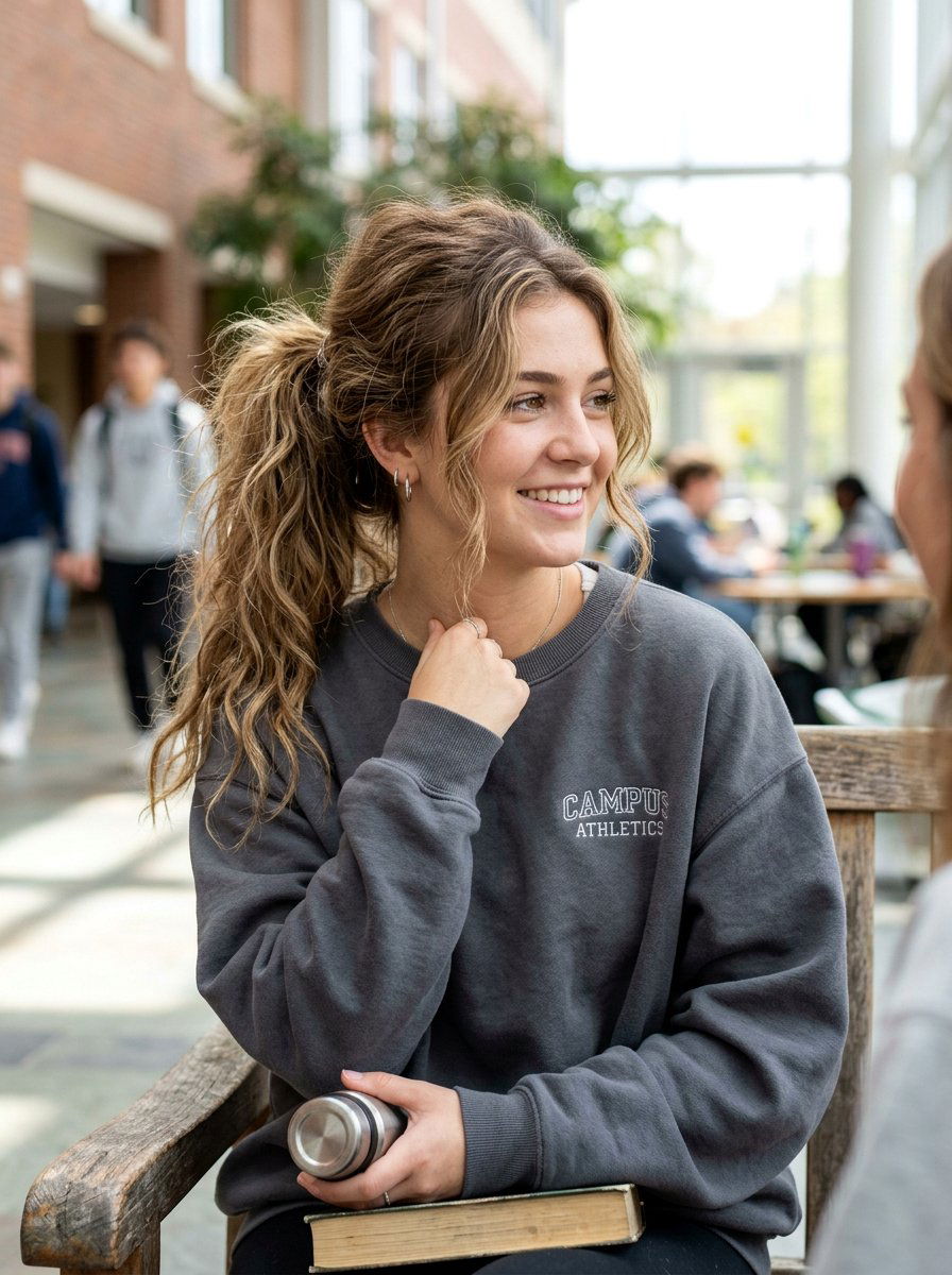 Messy Ponytail Hairstyle For College - 20 cute hairstyle for college campus - 20 cute hairstyle for college campus