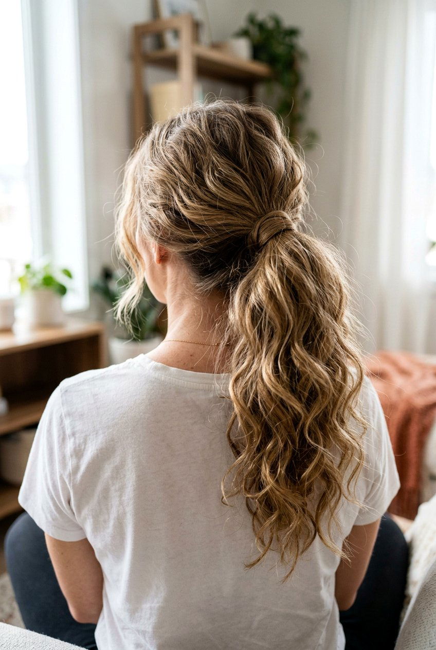 Messy Ponytail With Hair Wrap - 20 boho messy ponytail hairstyle - 20 boho messy ponytail hairstyle