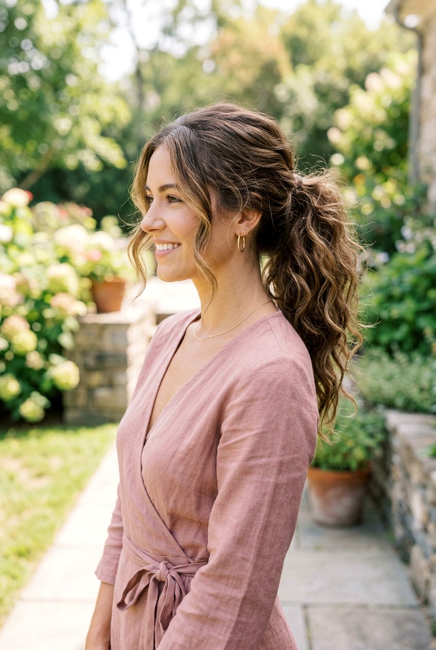 Messy Ponytail With Loose Waves - 20 modern reception ponytail hairstyle - 20 modern reception ponytail hairstyle