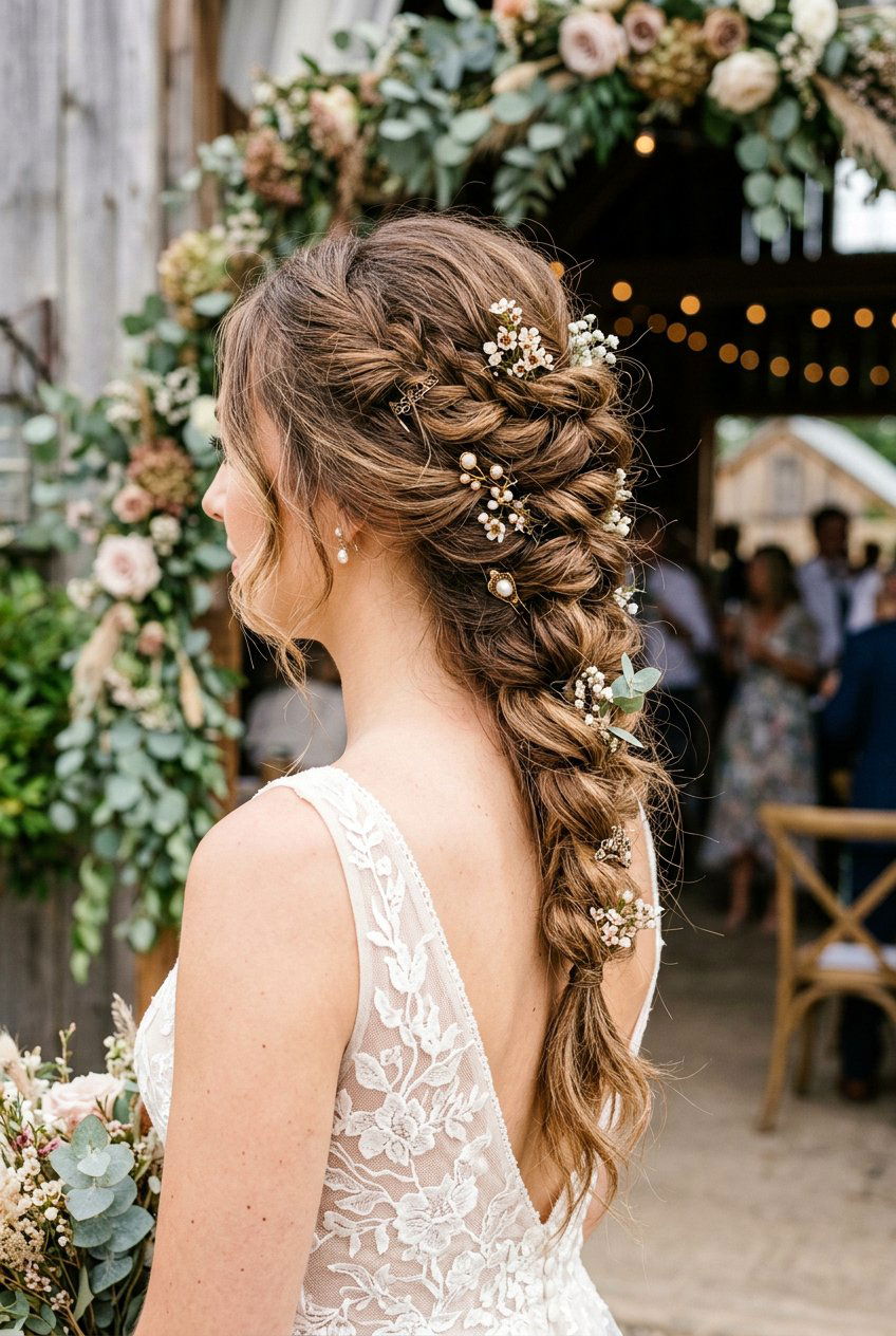 Messy Pull Through Braid - 20 bridal hairstyle with romantic braid - 20 bridal hairstyle with romantic braid