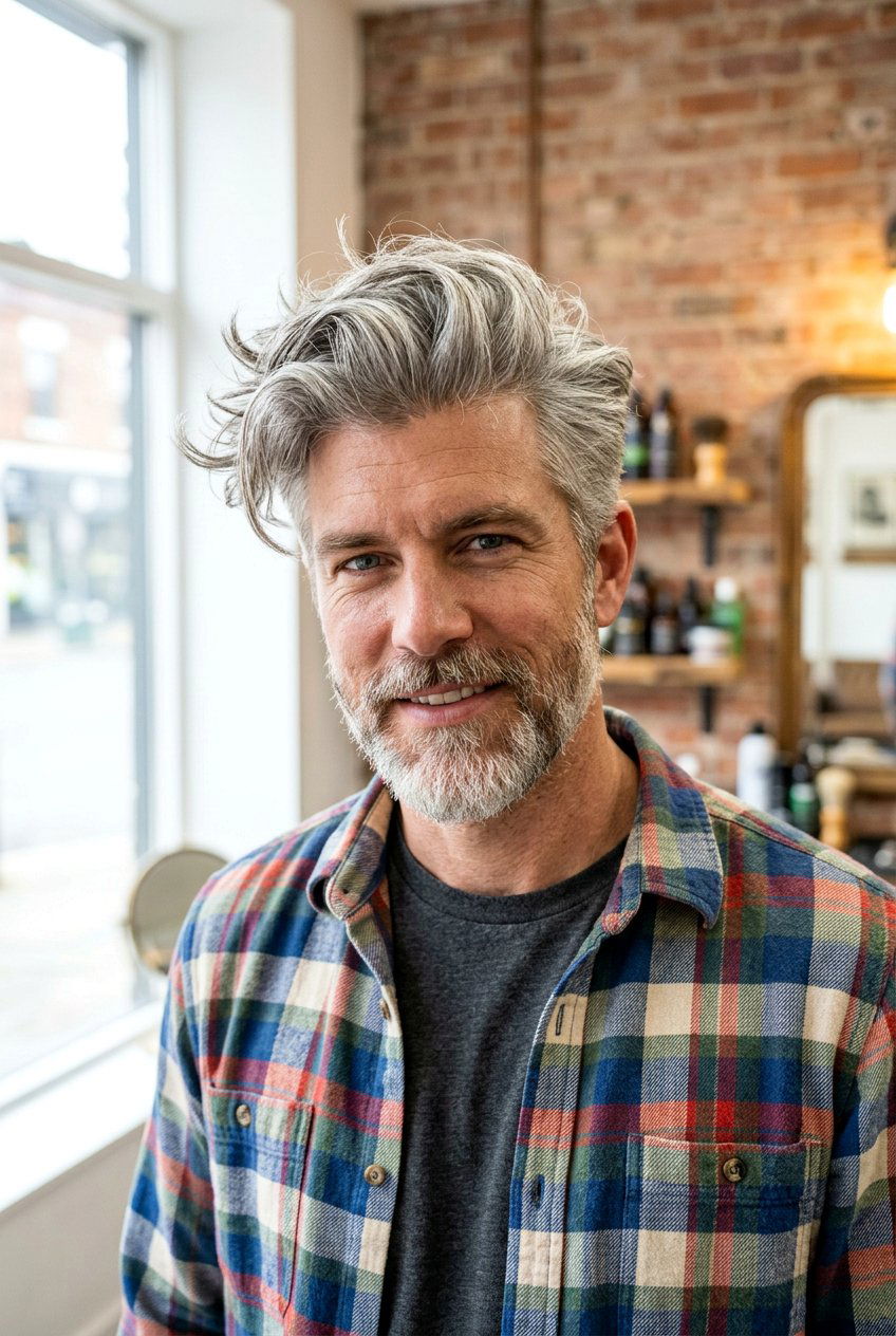 Messy Quiff - 20 mens haircut for salt and pepper hair - 20 men’s haircut for salt and pepper hair