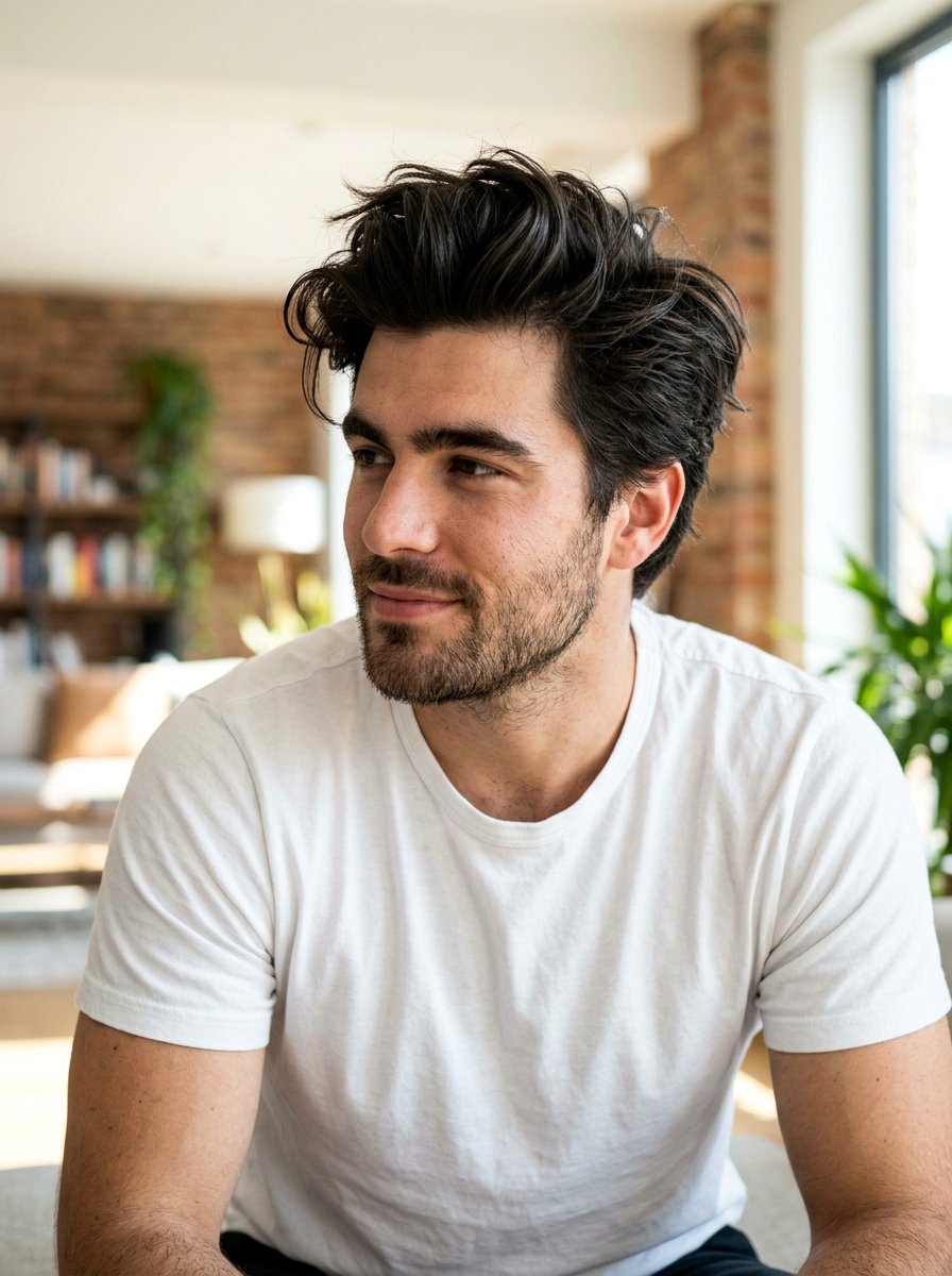 Messy Quiff - 20 quiff haircut for thick hair men - 20 quiff haircut for thick hair men