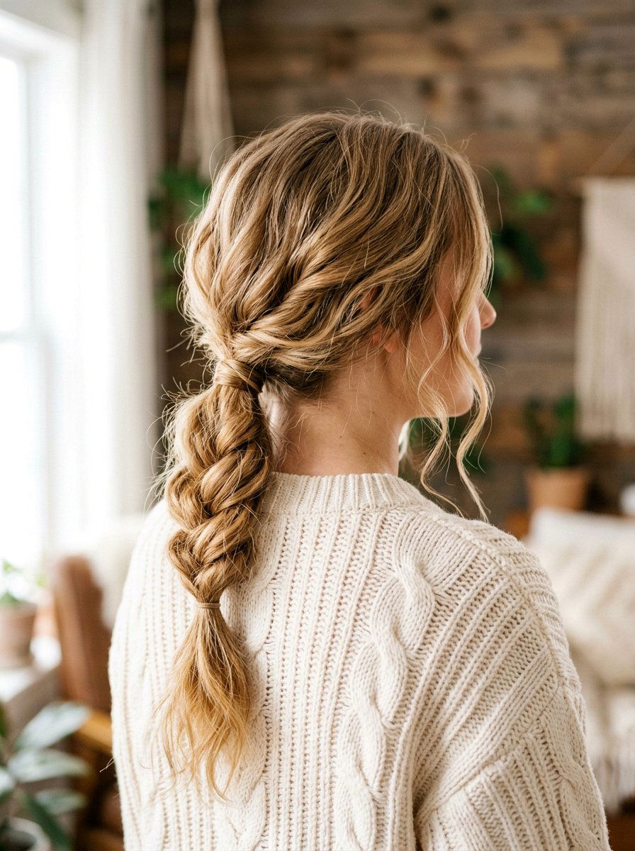 Messy Rope Braid Low Ponytail - 20 rope braid low ponytail - 20 rope braid low ponytail