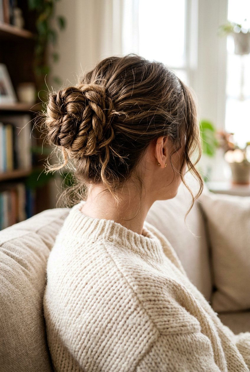 Messy Rope Twist Bun - 20 rope twist bun hairstyle - 20 rope twist bun hairstyle