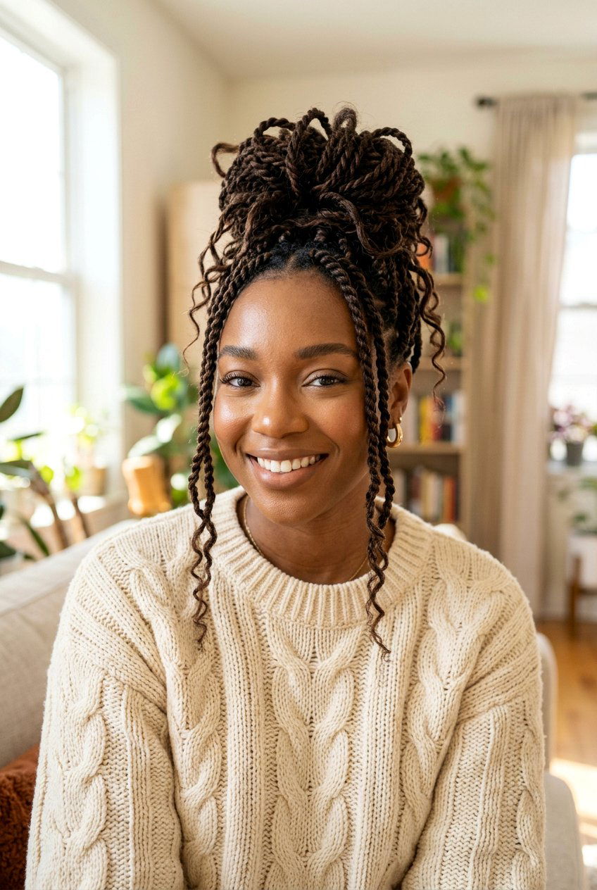Messy Senegalese Twist Bun - 20 senegalese twists bun for women - 20 senegalese twists bun for women