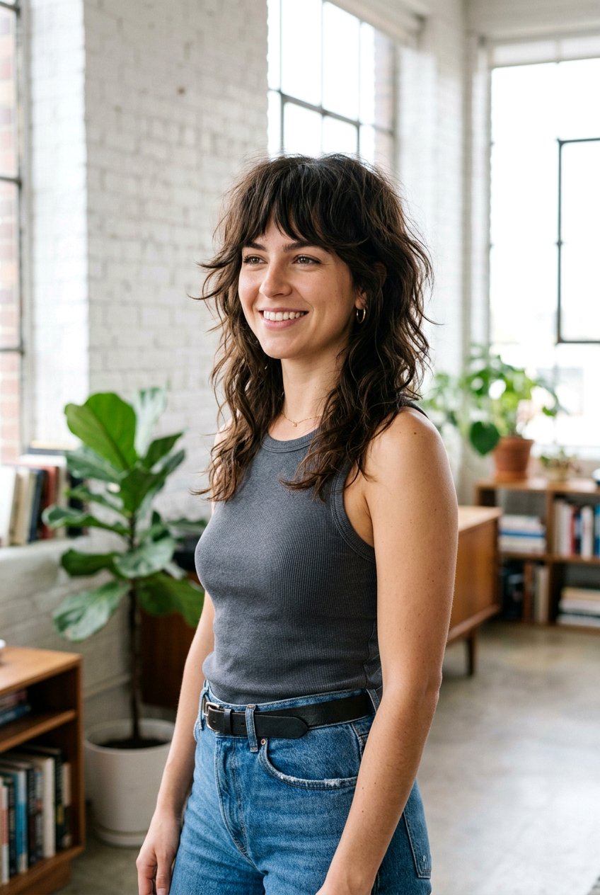 Messy Shag Haircut With Bottleneck Bangs - 20 shag haircut with bottleneck bangs - 20 shag haircut with bottleneck bangs