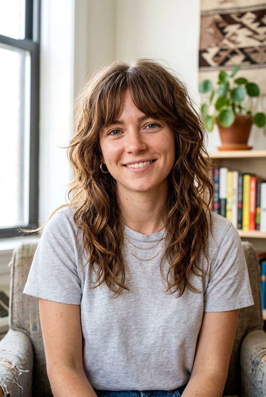 Messy Shaggy Medium Haircut - 20 medium haircut for square face women - 20 medium haircut for square face women