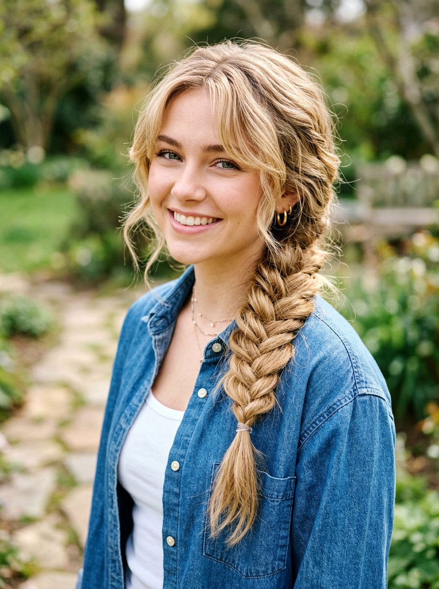 Messy Side Braid - 20 viral school hairstyle ideas - 20 viral school hairstyle ideas