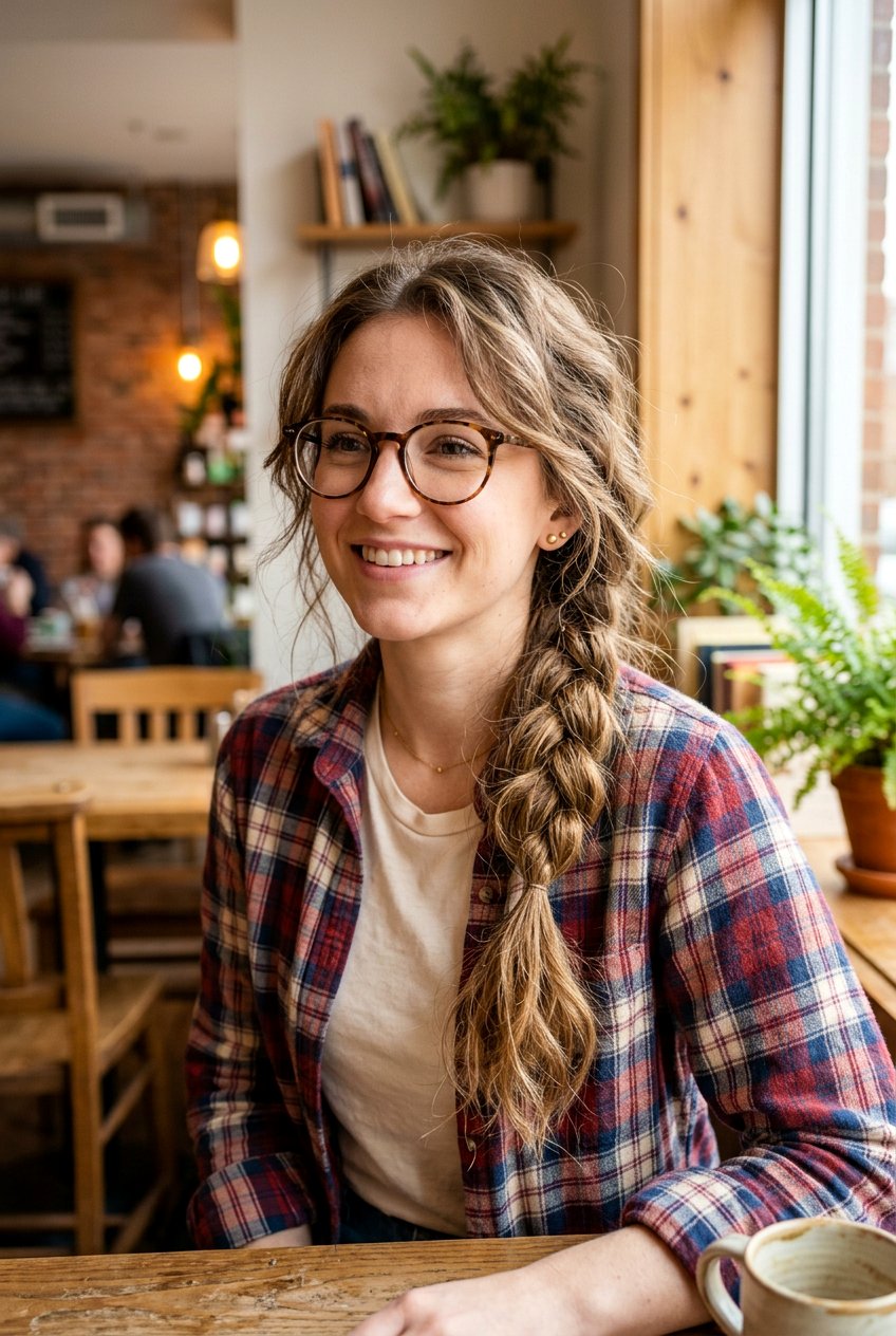Messy Side Braid - 20 travel hairstyle for shoulder length hair - 20 travel hairstyle for shoulder length hair