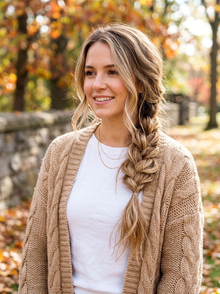 Messy Side Braid - 20 easy hairstyle for school run moms - 20 easy hairstyle for school run moms