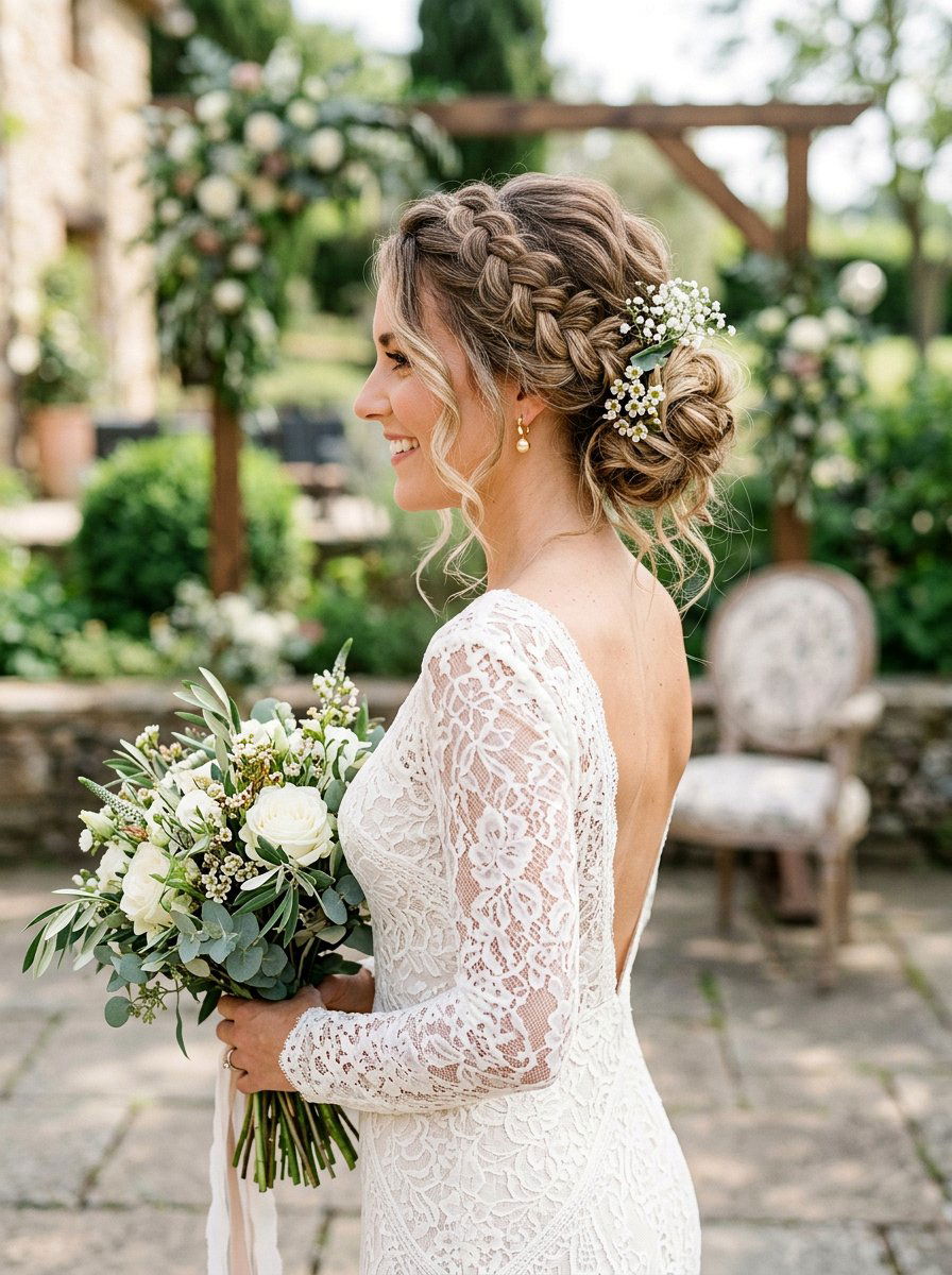 Messy Side Braid Bridal Bun - 20 side braided bridal bun - 20 side braided bridal bun