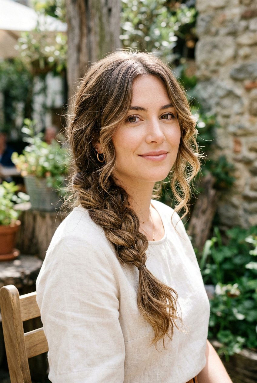 Messy Side Braid With Face Framing Pieces - 20 messy braid hairstyles - 20 messy braid hairstyles