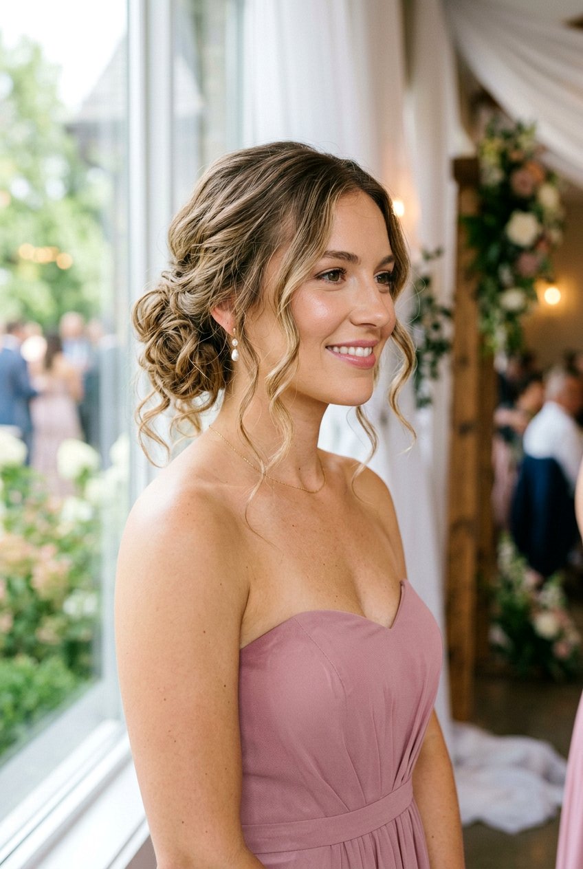 Messy Side Bun With Loose Curls - 20 bridesmaid side bun with curls - 20 bridesmaid side bun with curls