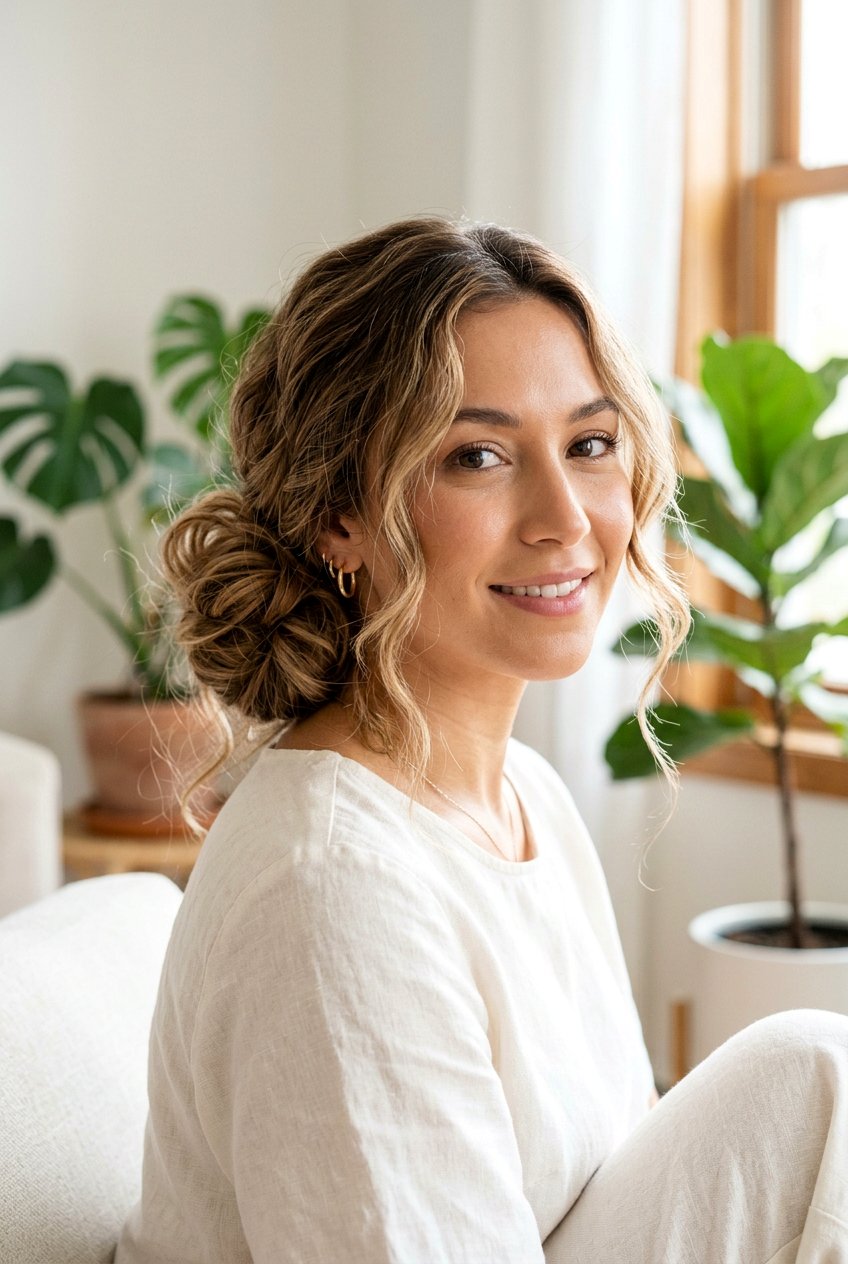 Messy Side Bun - 20 school hairstyle for shoulder length fine hair - 20 school hairstyle for shoulder length fine hair