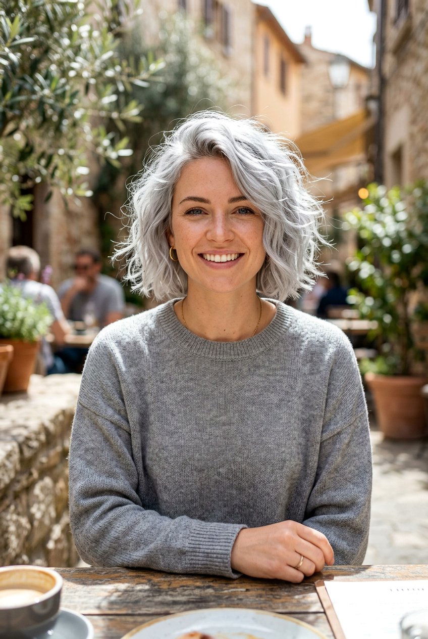 Messy Silver Bob - 20 low maintenance gray bob haircut - 20 low maintenance gray bob haircut