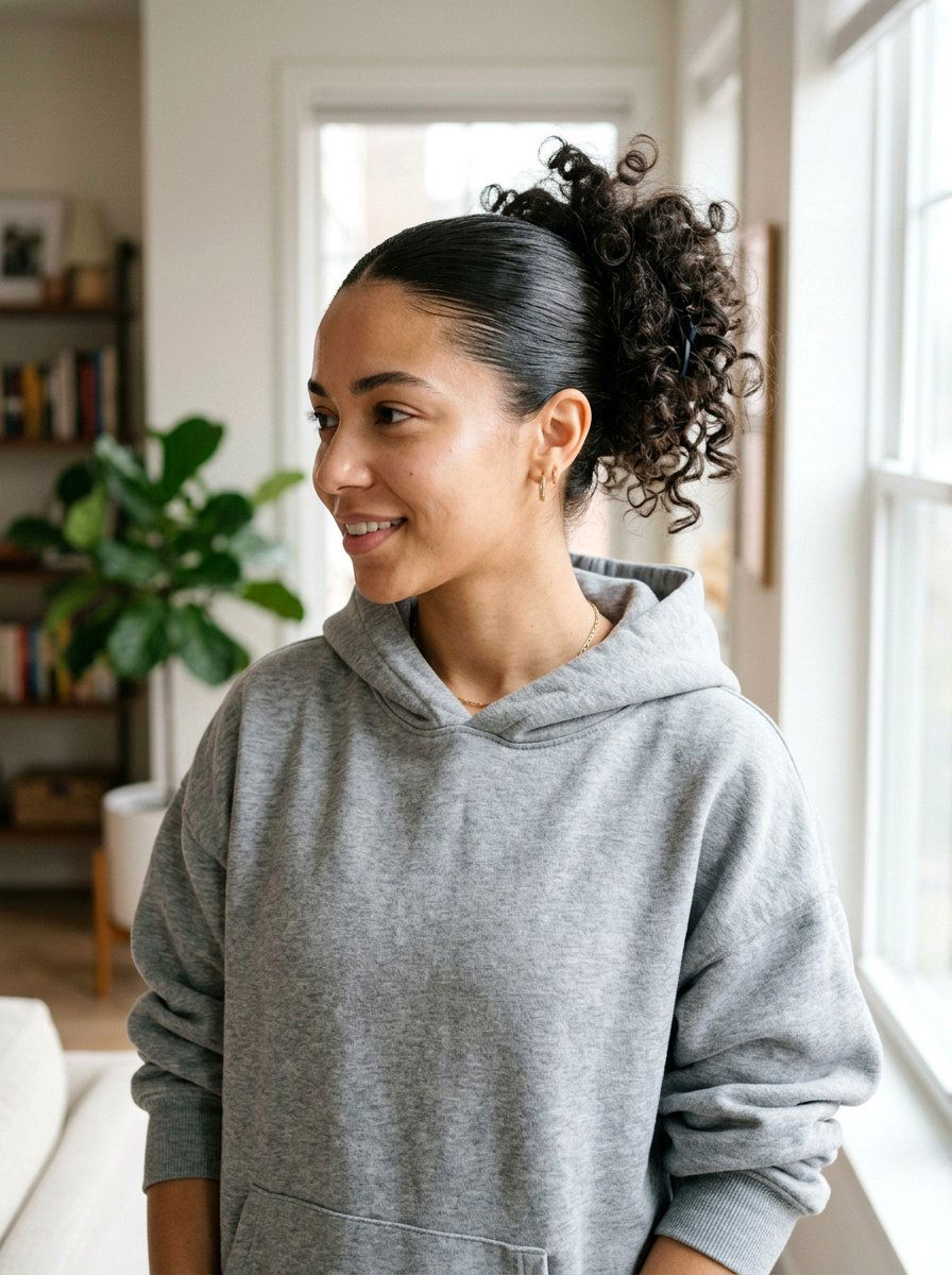 Messy Slick Back Curly Bun - 20 slicked back curly bun hairstyle - 20 slicked back curly bun hairstyle