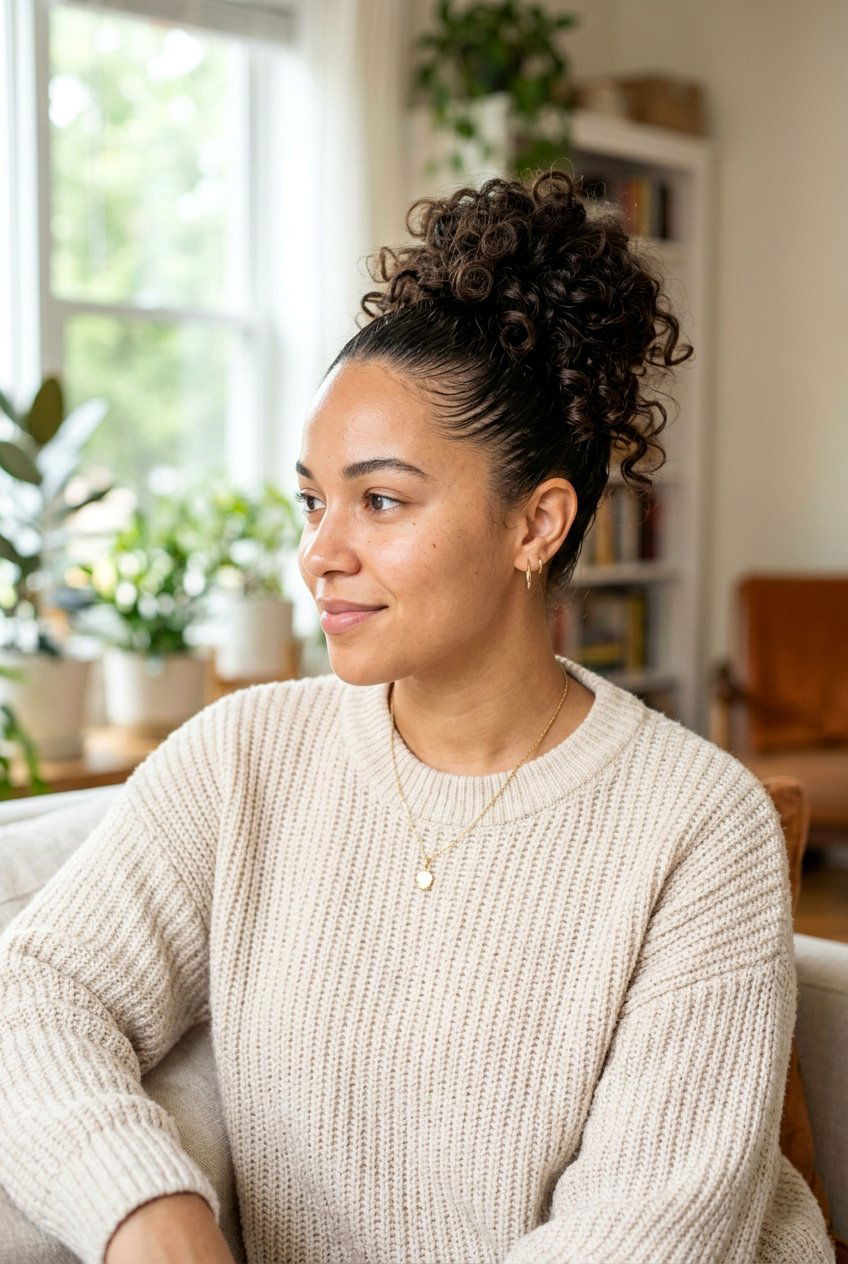Messy Slick Back Curly Bun - 20 slick back bun for curly hair - 20 slick back bun for curly hair