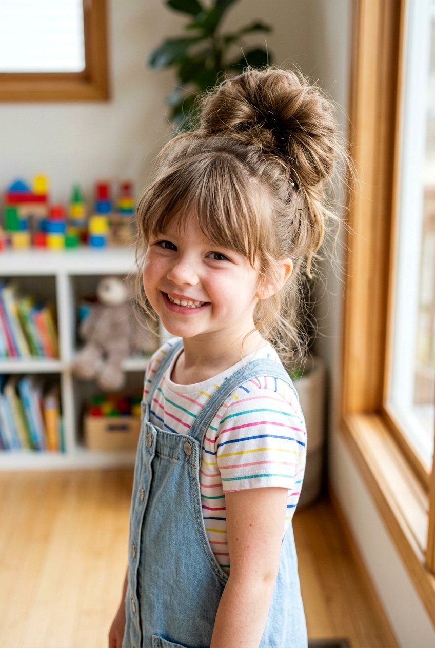 Messy Sock Bun For Little Girls - 20 little girls school bun hairstyle - 20 little girls school bun hairstyle