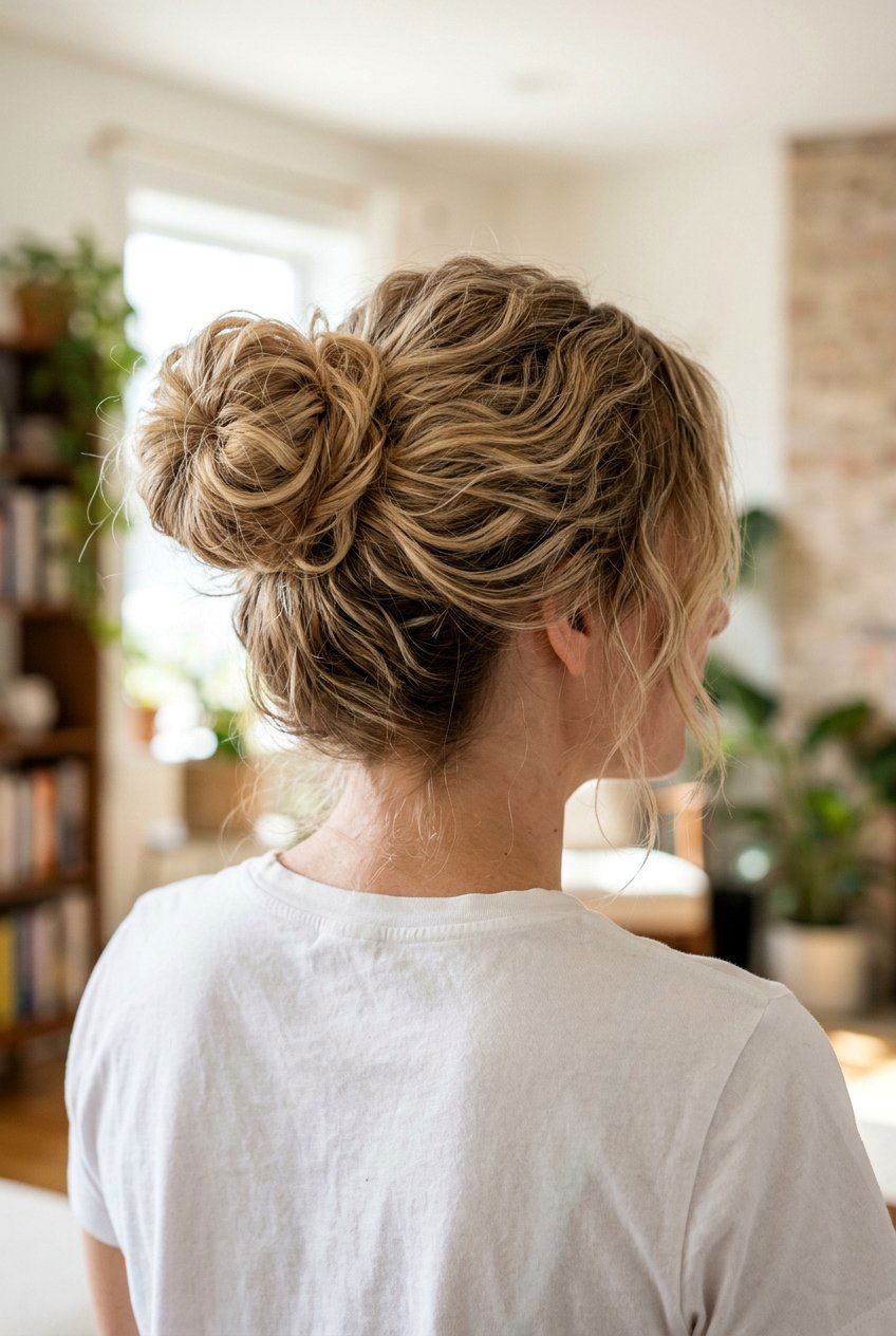 Messy Sock Bun Texture - 20 sock bun curls overnight - 20 sock bun curls overnight