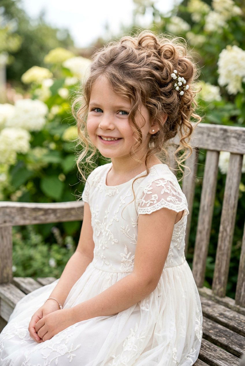 Messy Soft Curls Updo - 20 little girls soft curls hairstyle - 20 little girls soft curls hairstyle