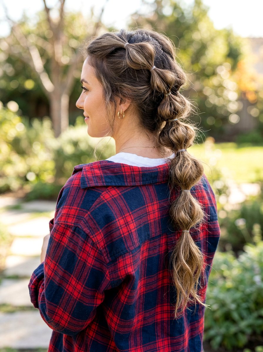 Messy Texture Bubble Braid - 20 y2k bubble braid hairstyle - 20 y2k bubble braid hairstyle
