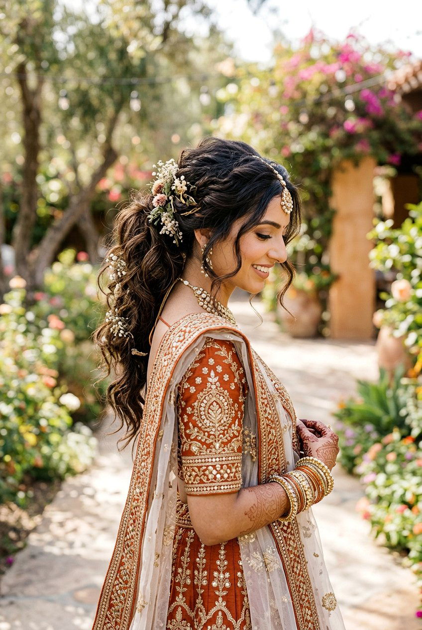 Messy Textured Bridal Ponytail - 20 indian bridal ponytail hairstyle - 20 indian bridal ponytail hairstyle