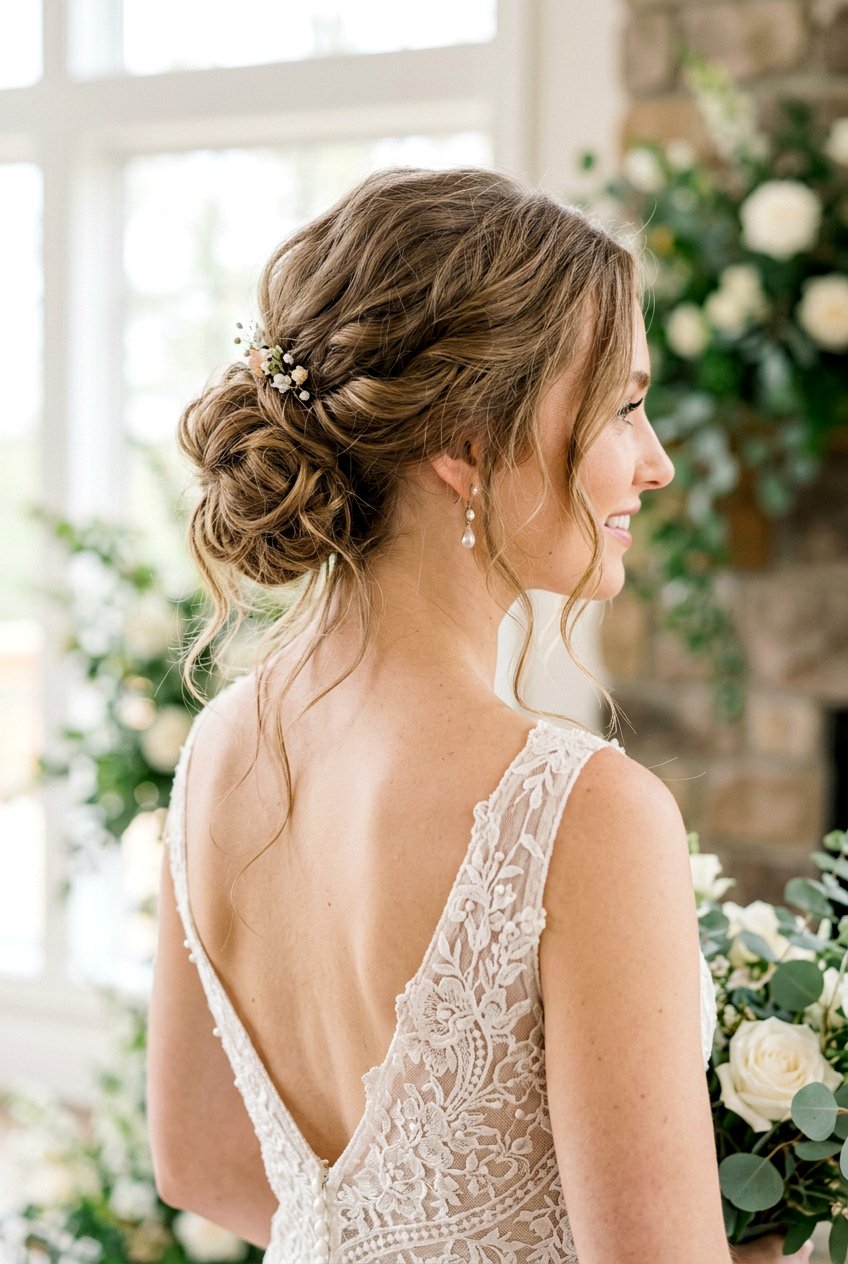 Messy Textured Bun For Thin Hair - 20 textured wedding updo for fine hair - 20 textured wedding updo for fine hair
