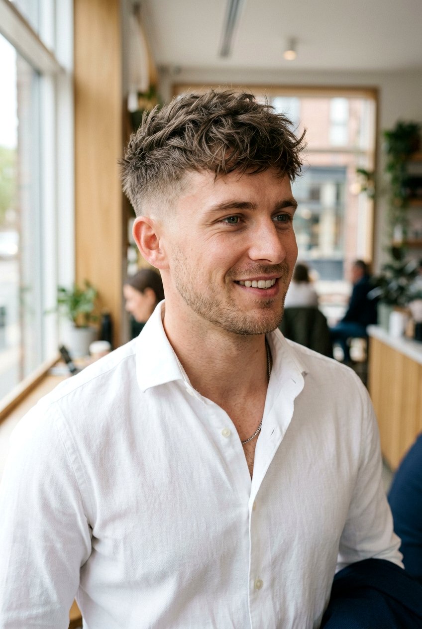 Messy Textured Crop With Low Fade - 20 men textured crop for office look - 20 men textured crop for office look