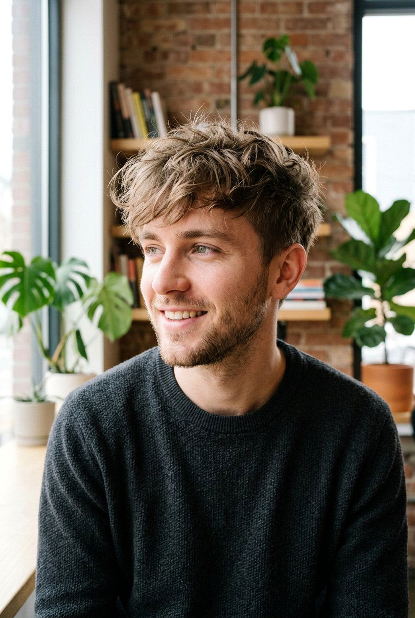 Messy Textured Fringe - 20 hairstyles for men with thin hair - 20 hairstyles for men with thin hair