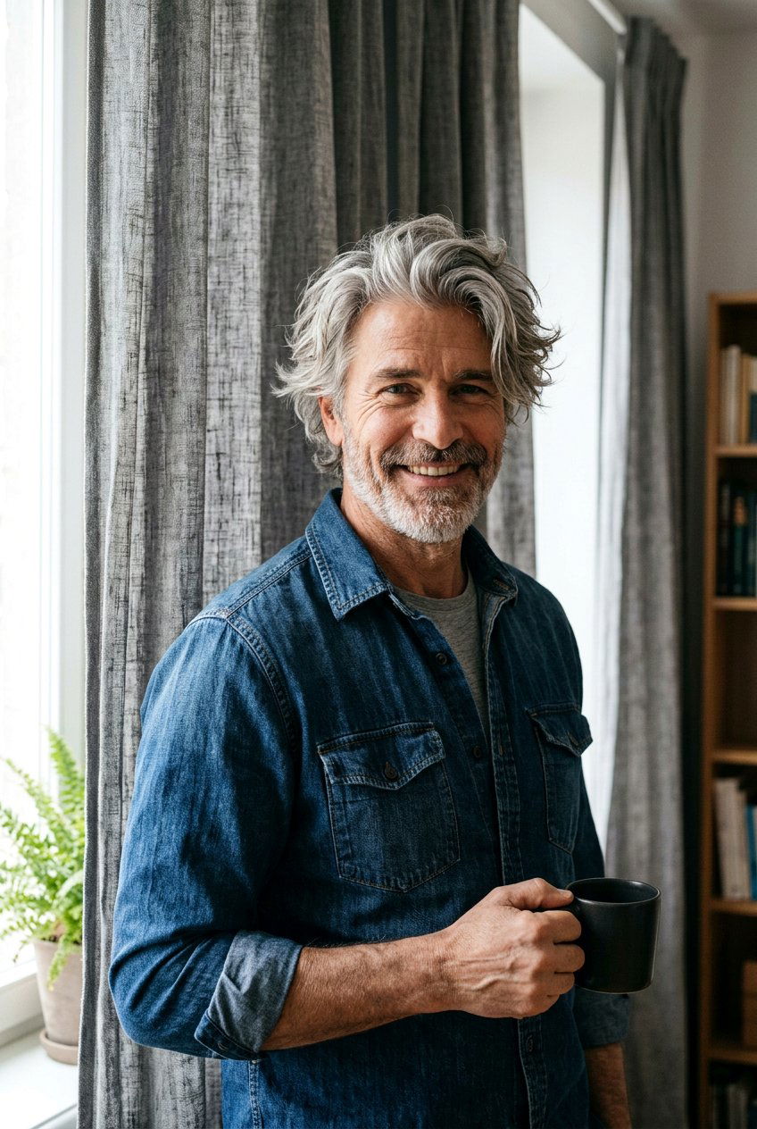 Messy Textured Gray Curtains - 20 gray curtain haircut men - 20 gray curtain haircut men