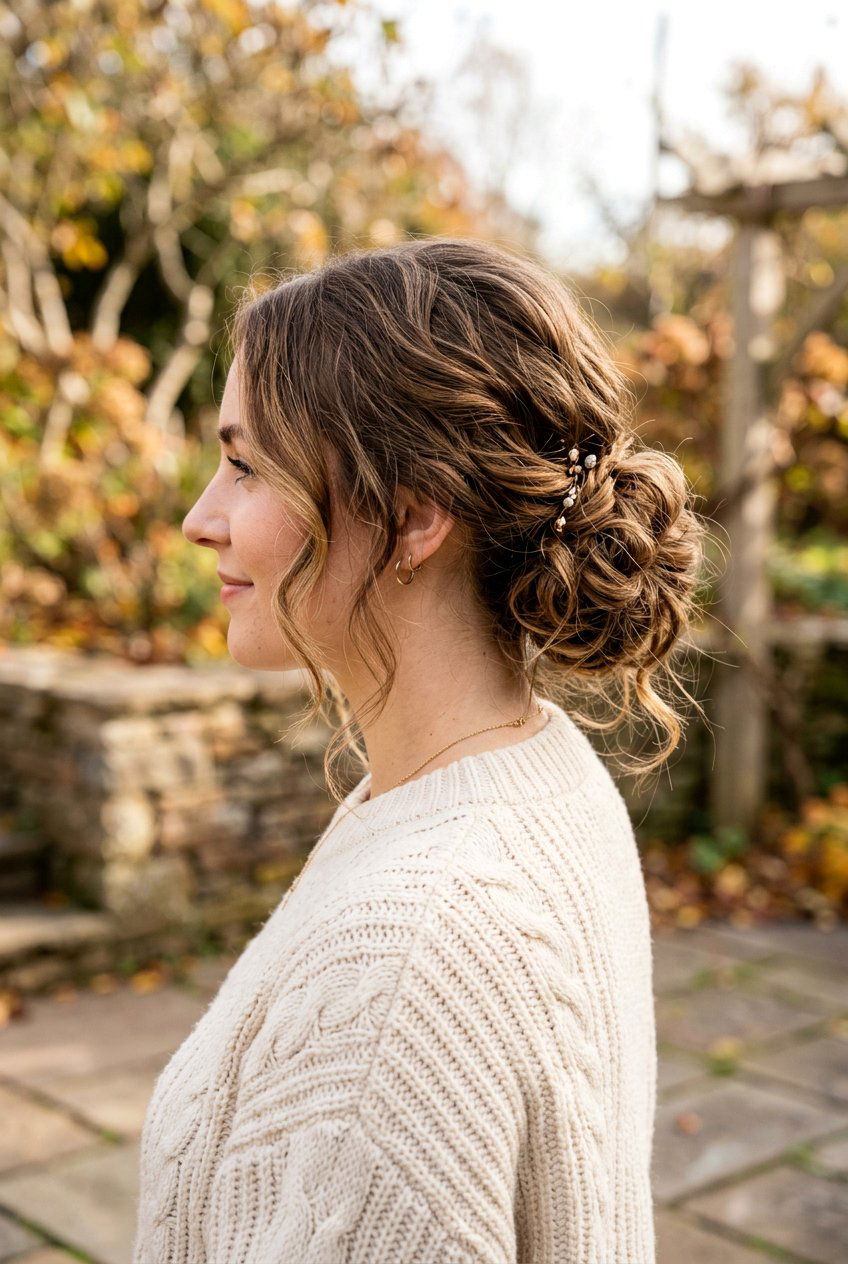 Messy Textured Low Bun - 20 simple festive hairstyles - 20 simple festive hairstyles