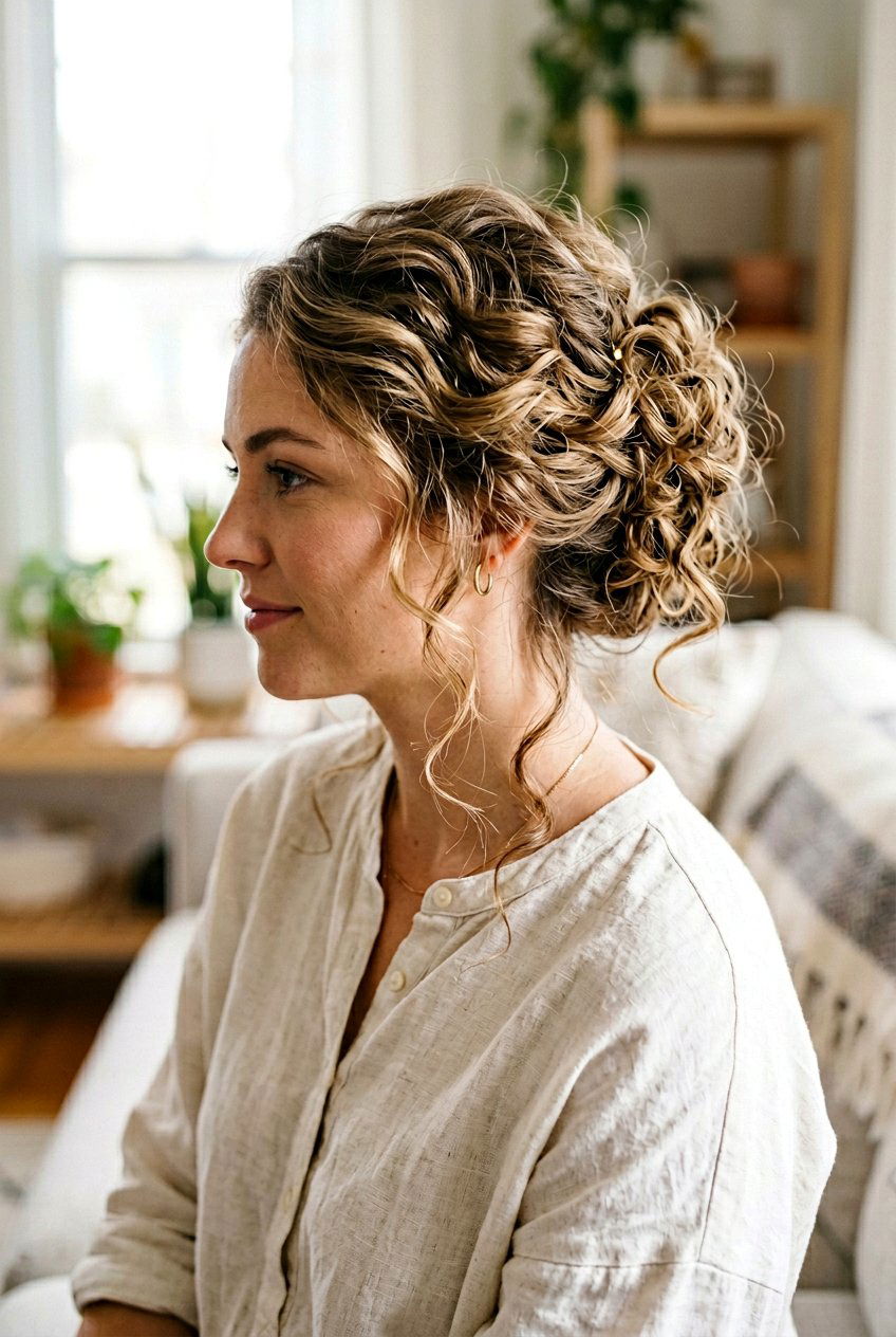 Messy Textured Pin Curl Updo - 20 pin curl updo hairstyle - 20 pin curl updo hairstyle