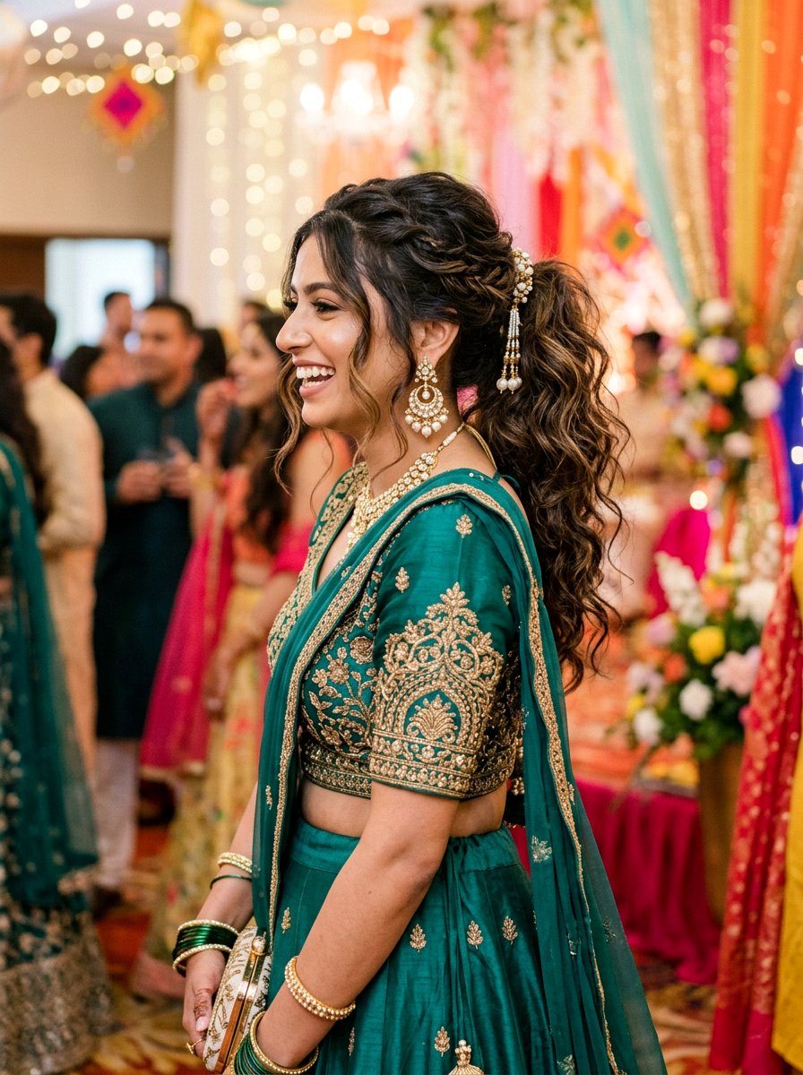 Messy Textured Ponytail - 20 sangeet ponytail hairstyle - 20 sangeet ponytail hairstyle