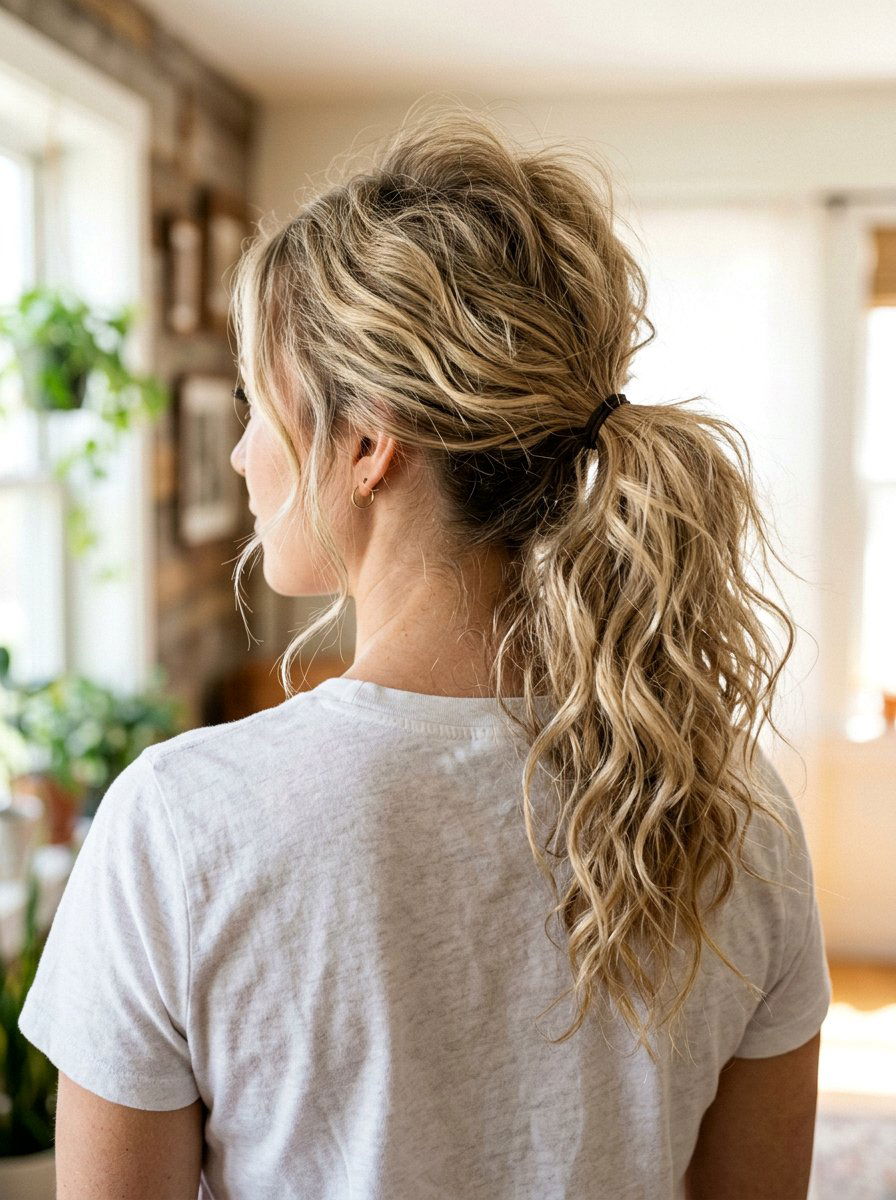 Messy Textured Ponytail For Photoshoot - 20 photo shoot ponytail hairstyle - 20 photo shoot ponytail hairstyle