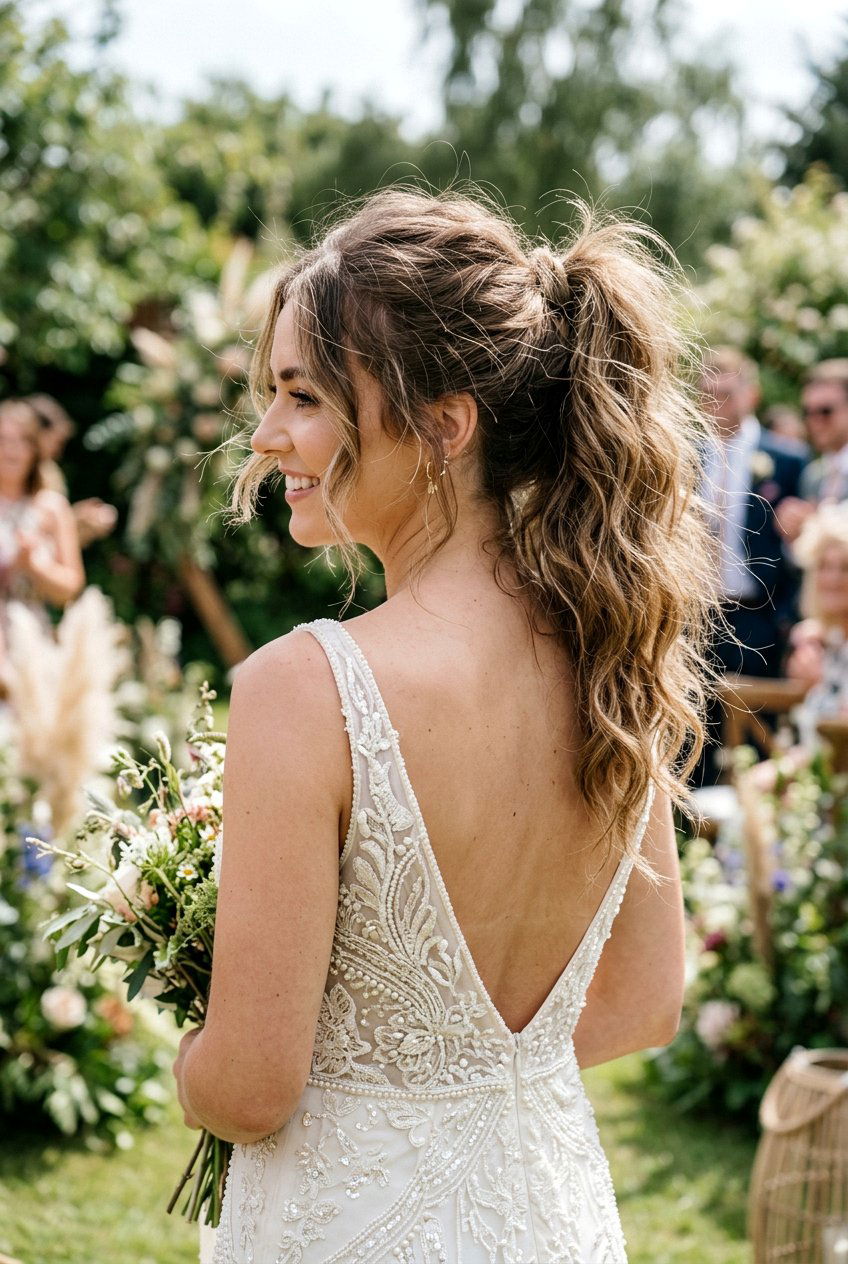 Messy Textured Ponytail - 20 chic ponytail for mother of the bride - 20 chic ponytail for mother of the bride