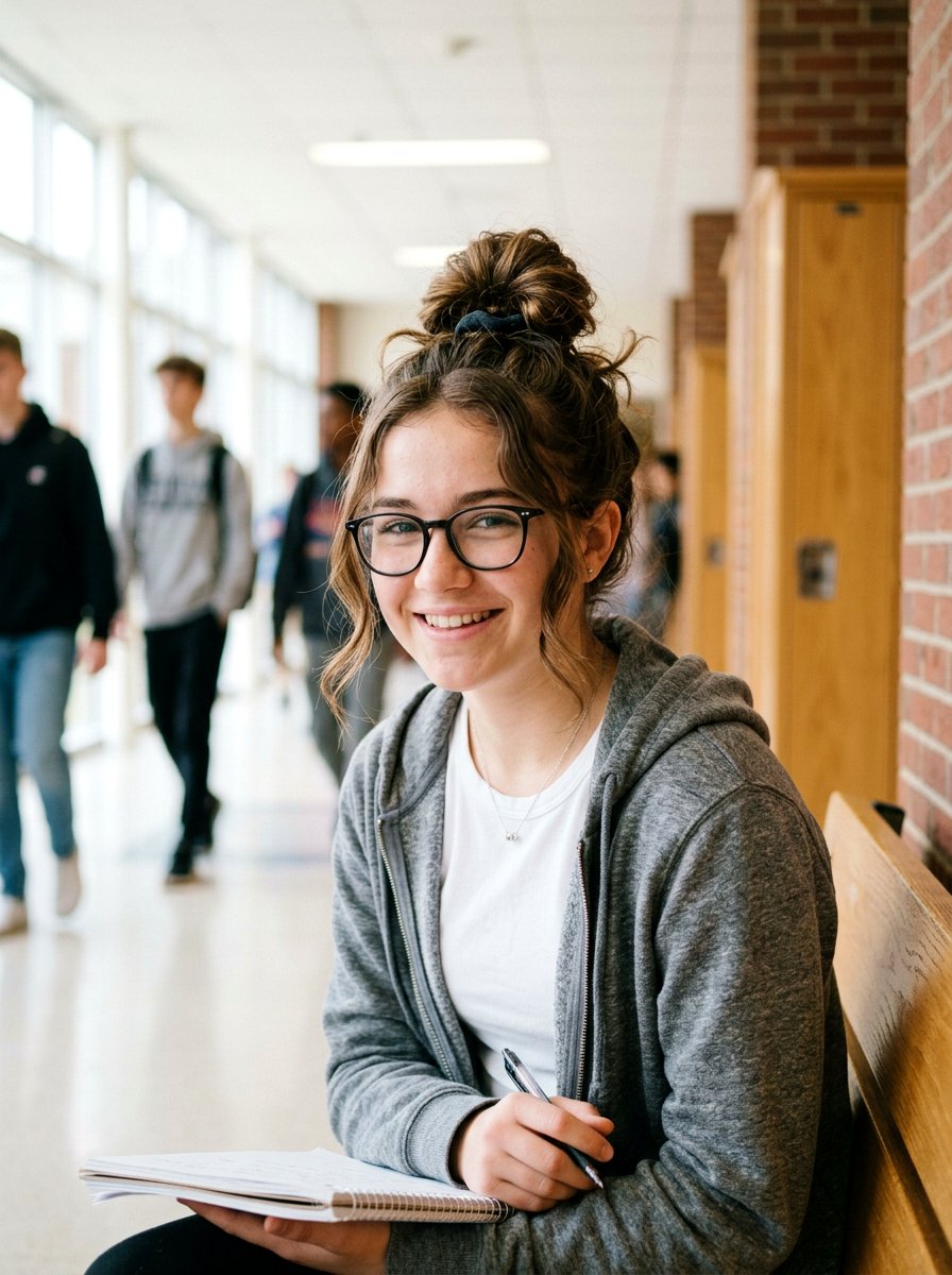 Messy Top Knot - 20 quick hairstyle for school mornings teens - 20 quick hairstyle for school mornings teens