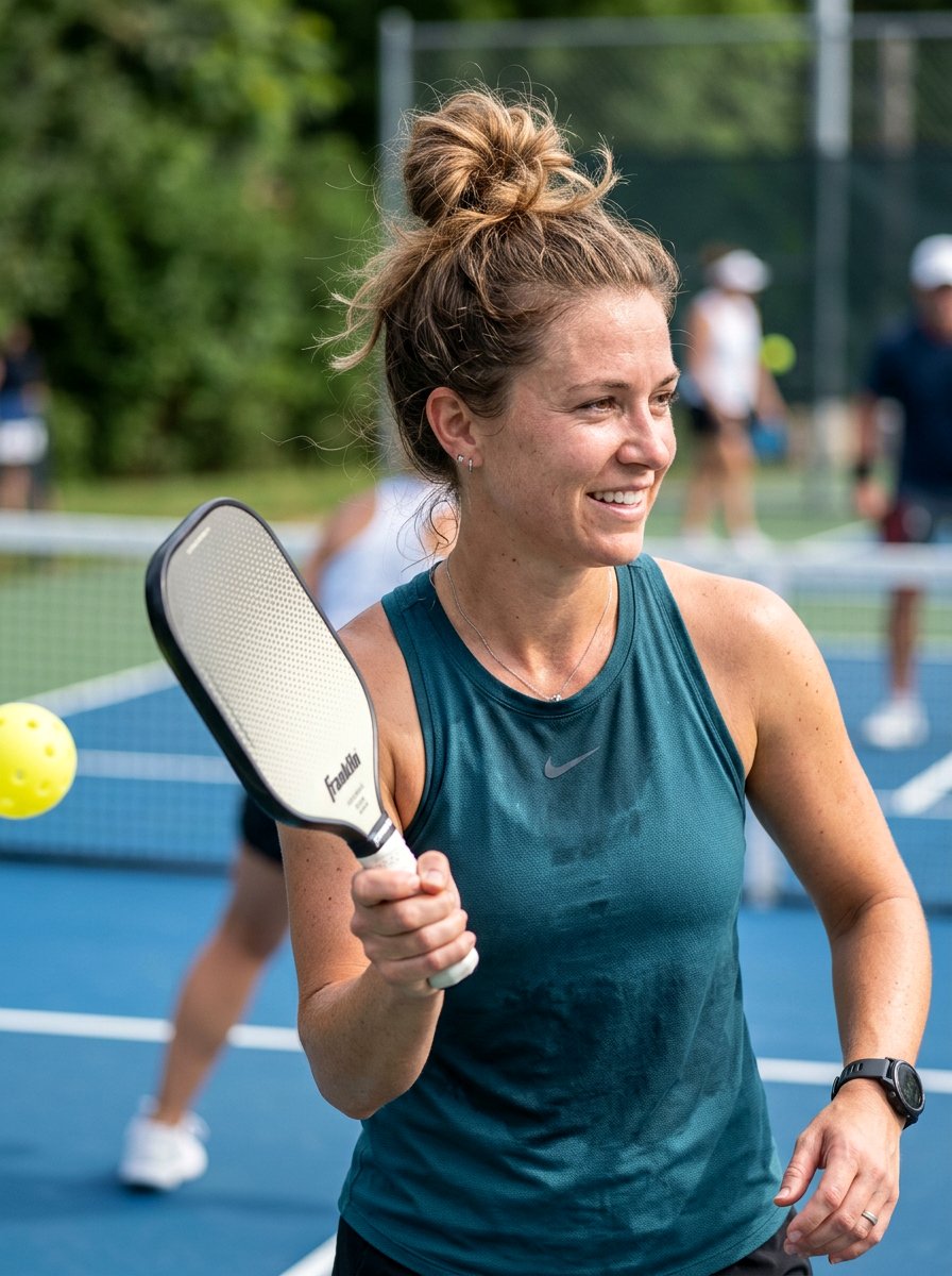 Messy Top Knot For Pickleball - 20 pickleball hairstyles - 20 pickleball hairstyles