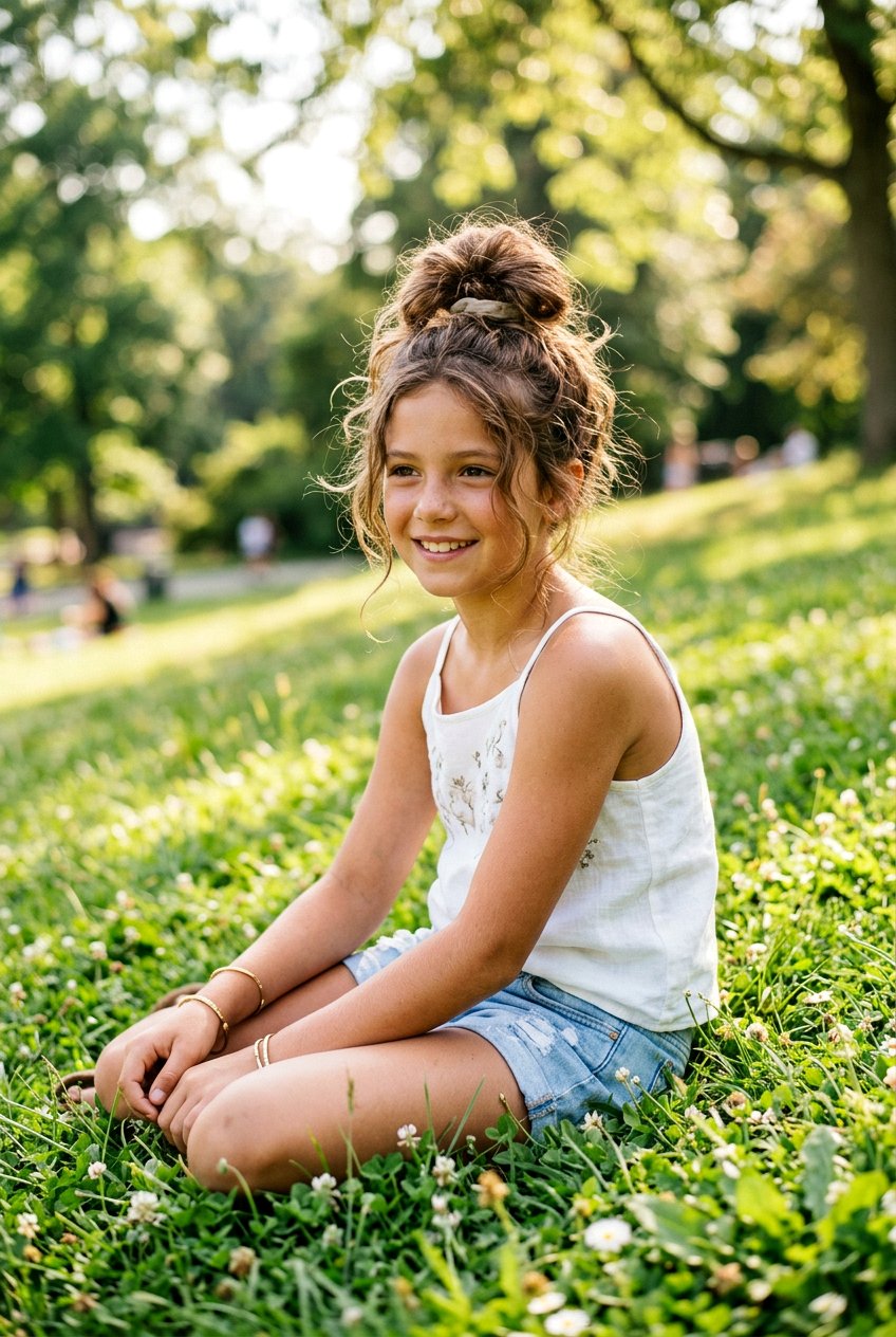 Messy Top Knot For Picnic - 20 picnic hairstyles for girls - 20 picnic hairstyles for girls