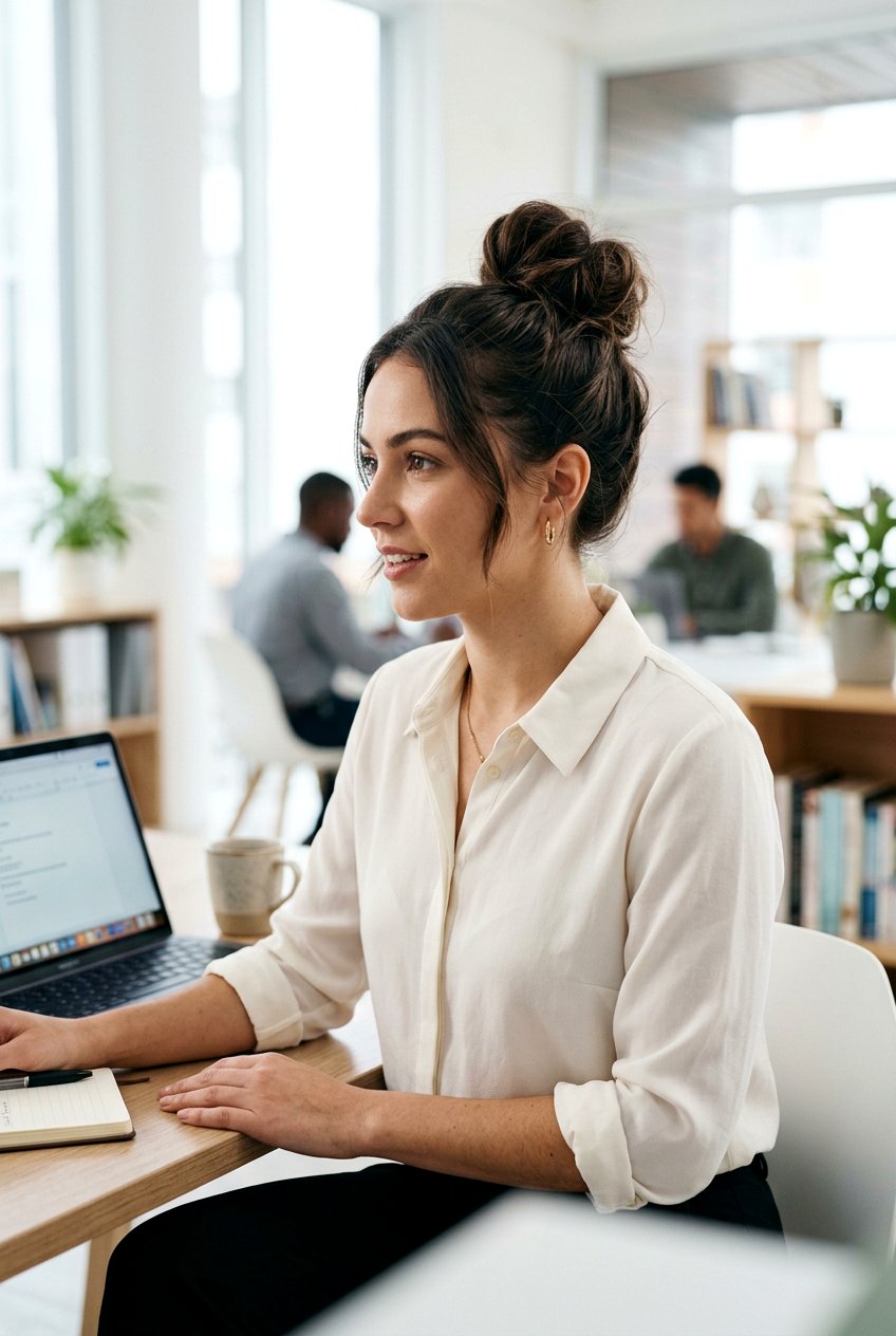 Messy Top Knot For Work - 20 messy top knot hairstyle - 20 messy top knot hairstyle