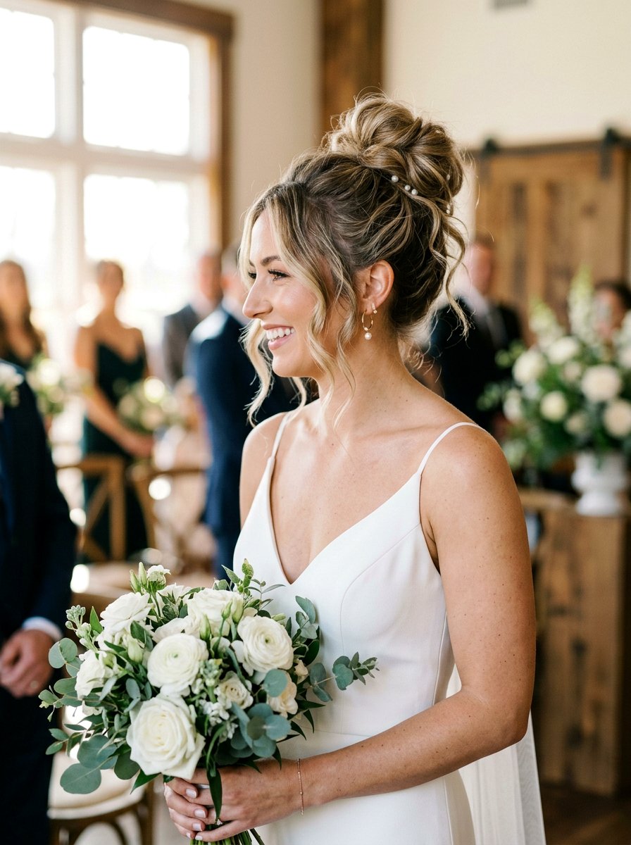 Messy Top Knot Wedding - 20 wedding hairstyles for outdoor ceremony - 20 wedding hairstyles for outdoor ceremony