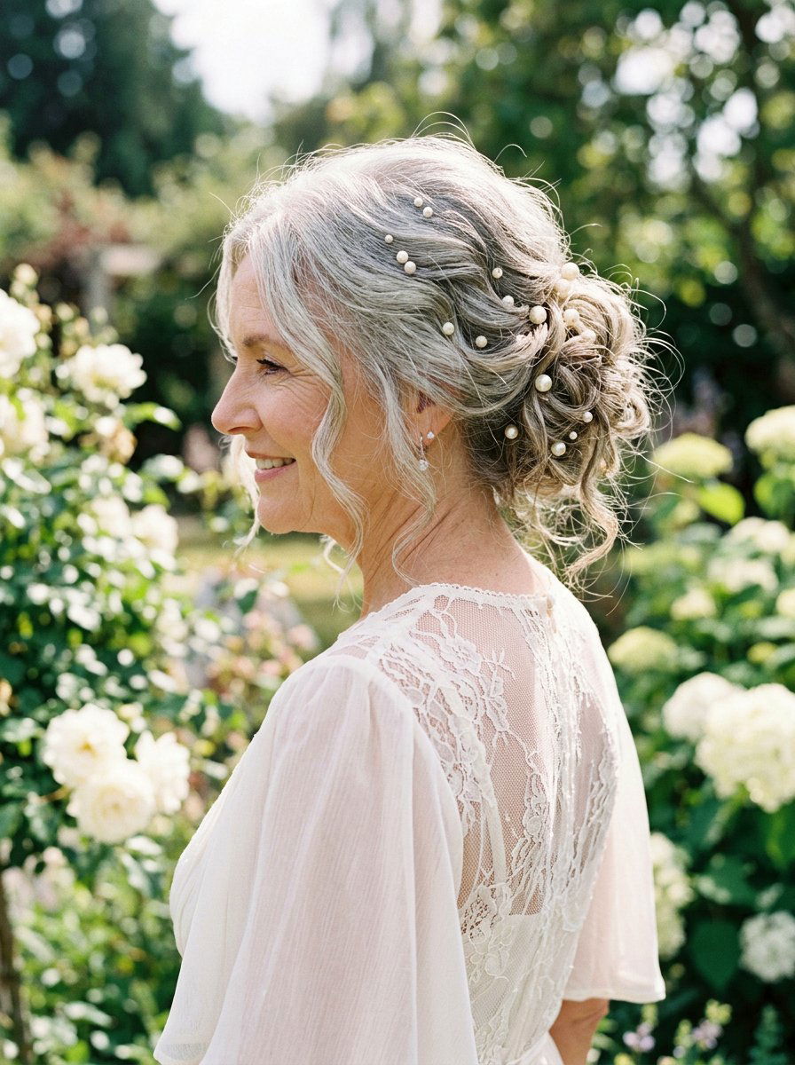 Messy Updo With Hairpins - 20 older women wedding guest hair ideas - 20 older women wedding guest hair ideas