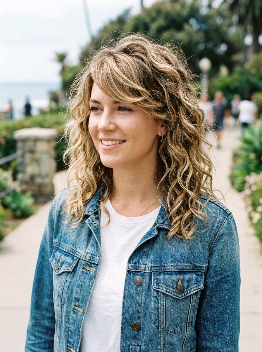 Messy Waves With Side Bangs - 20 simple hairstyle for long layers and bangs - 20 simple hairstyle for long layers and bangs