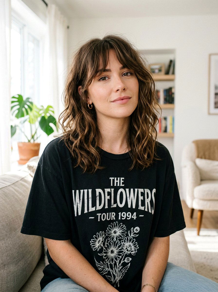 Messy Wavy Curtain Bangs Medium Hair - 20 wavy curtain bangs for medium hair - 20 wavy curtain bangs for medium hair