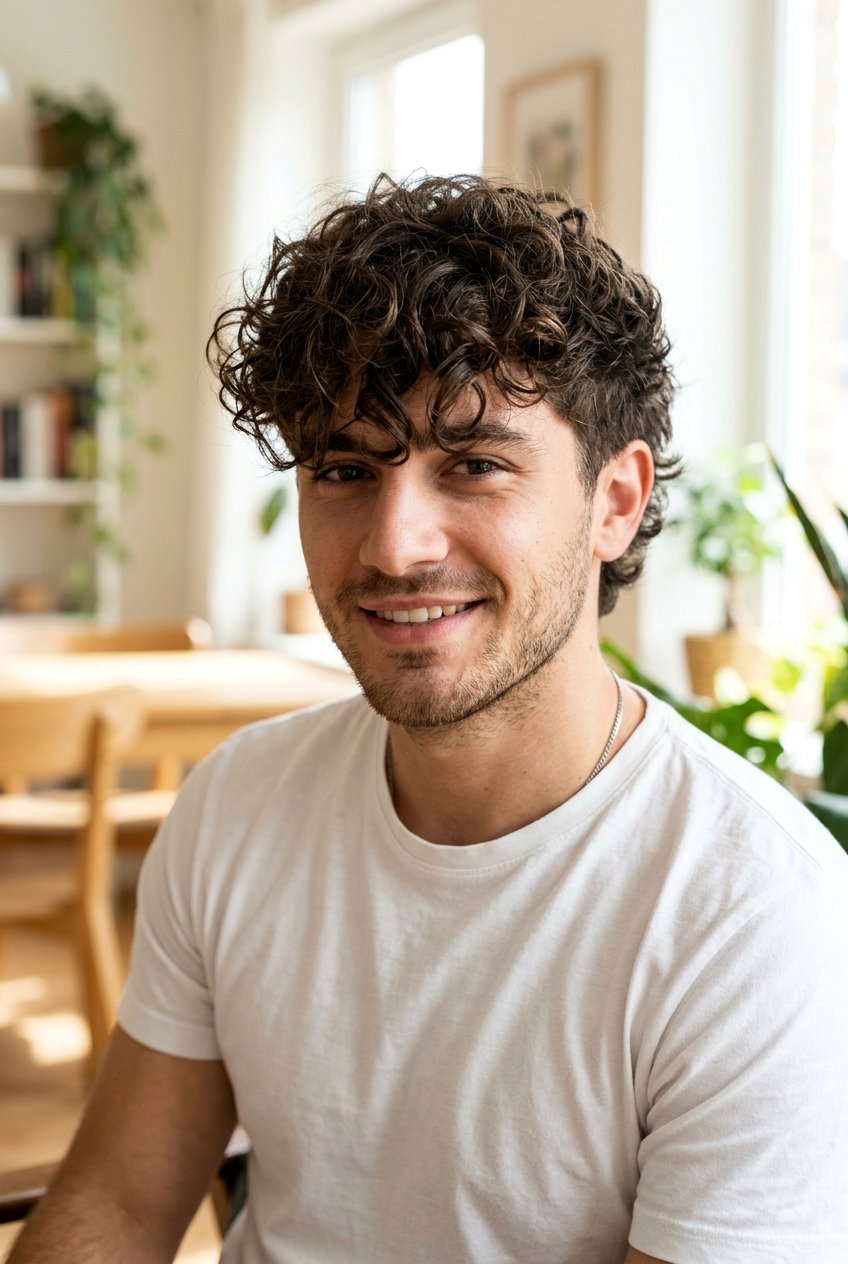 Messy Wavy Fringe - 20 mens haircut for thick wavy hair - 20 men’s haircut for thick wavy hair