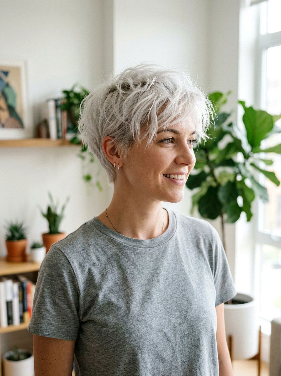 Messy White Pixie Tapered Back - 20 white pixie with tapered back - 20 white pixie with tapered back