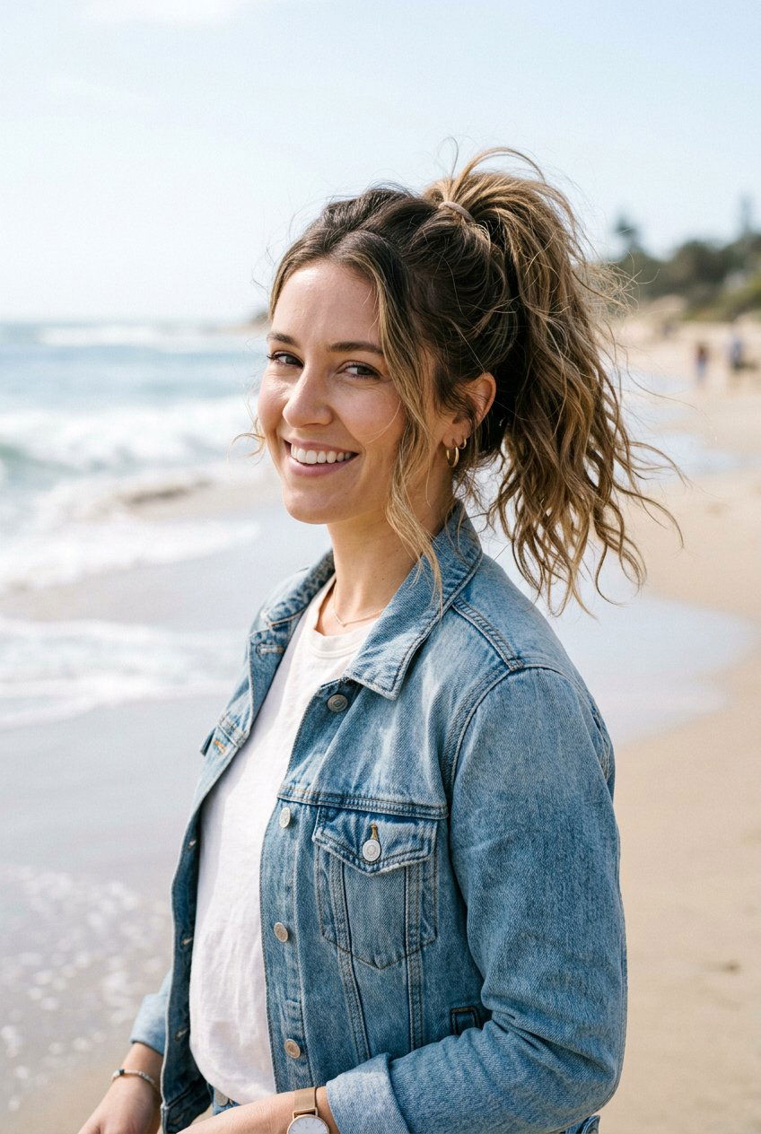 Messy beach waves ponytail - 20 beach waves ponytail hairstyle - 20 beach waves ponytail hairstyle