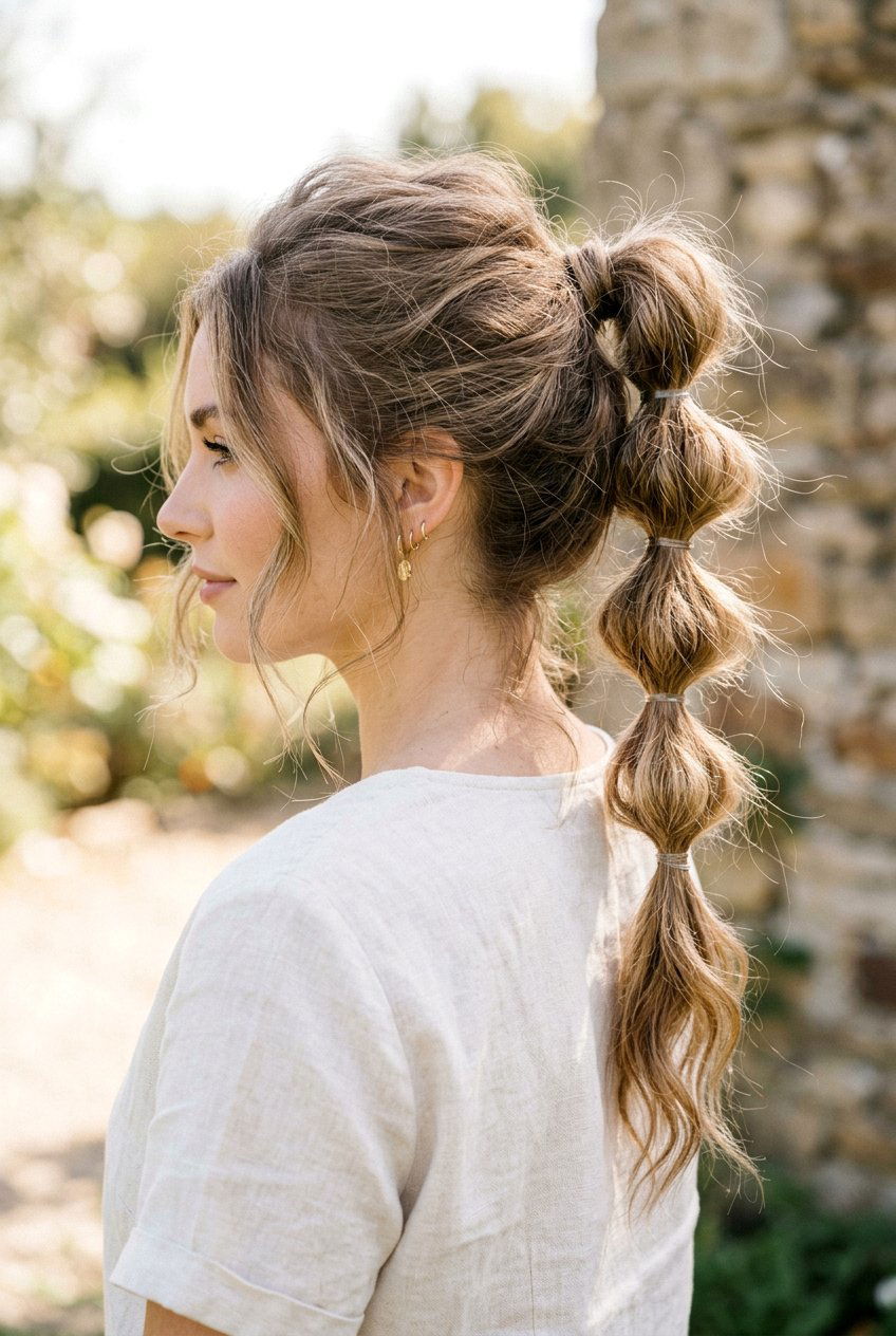 Messy bubble ponytail - 20 bubble ponytail hairstyles - 20 bubble ponytail hairstyles